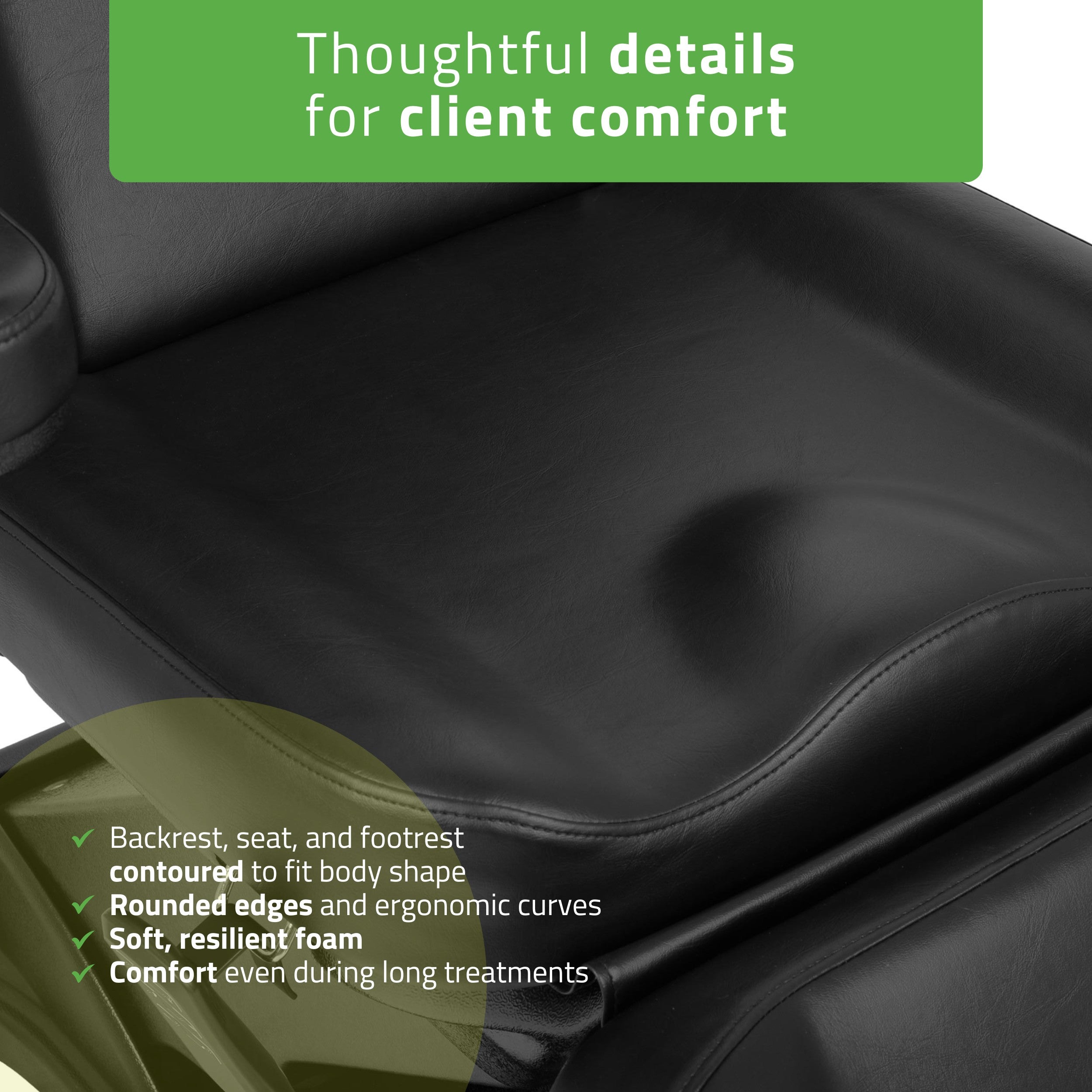 Cosmetic treatment chair, electric Elara PRO 4, black