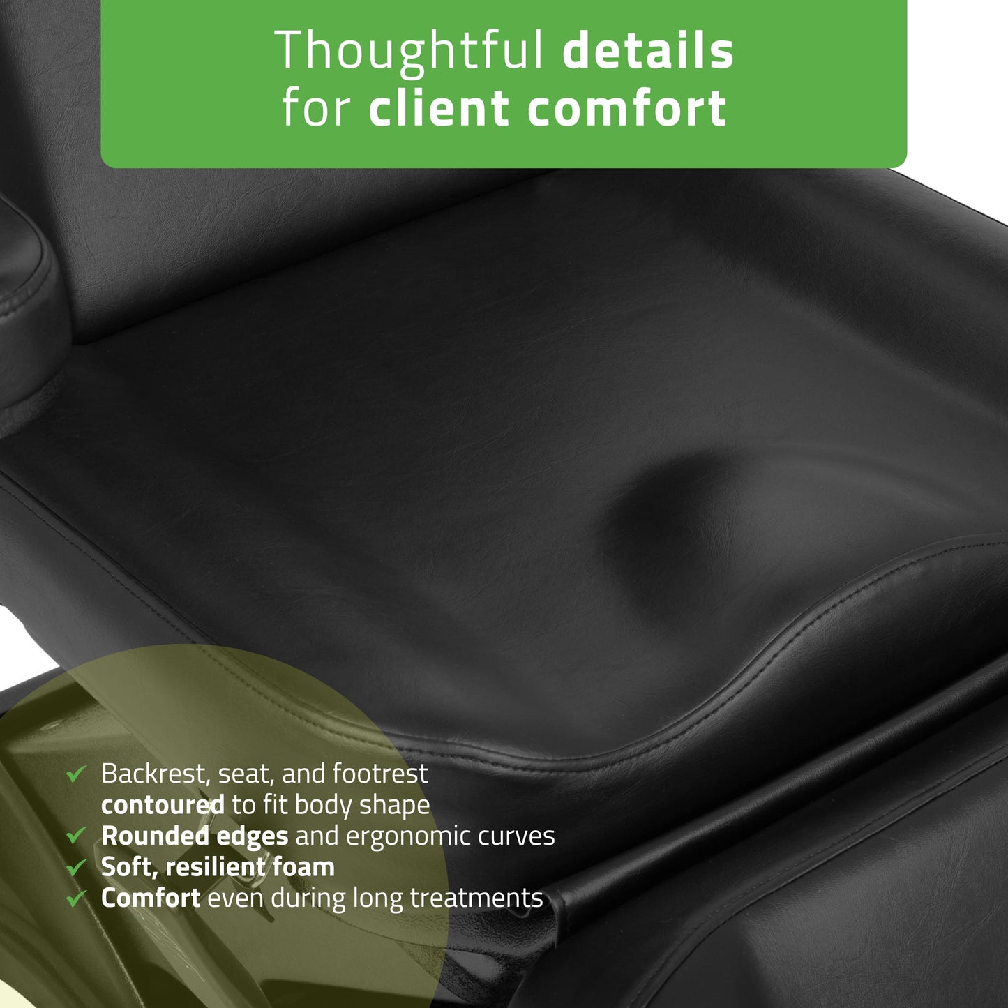 Cosmetic treatment chair, electric Elara PRO 4, black