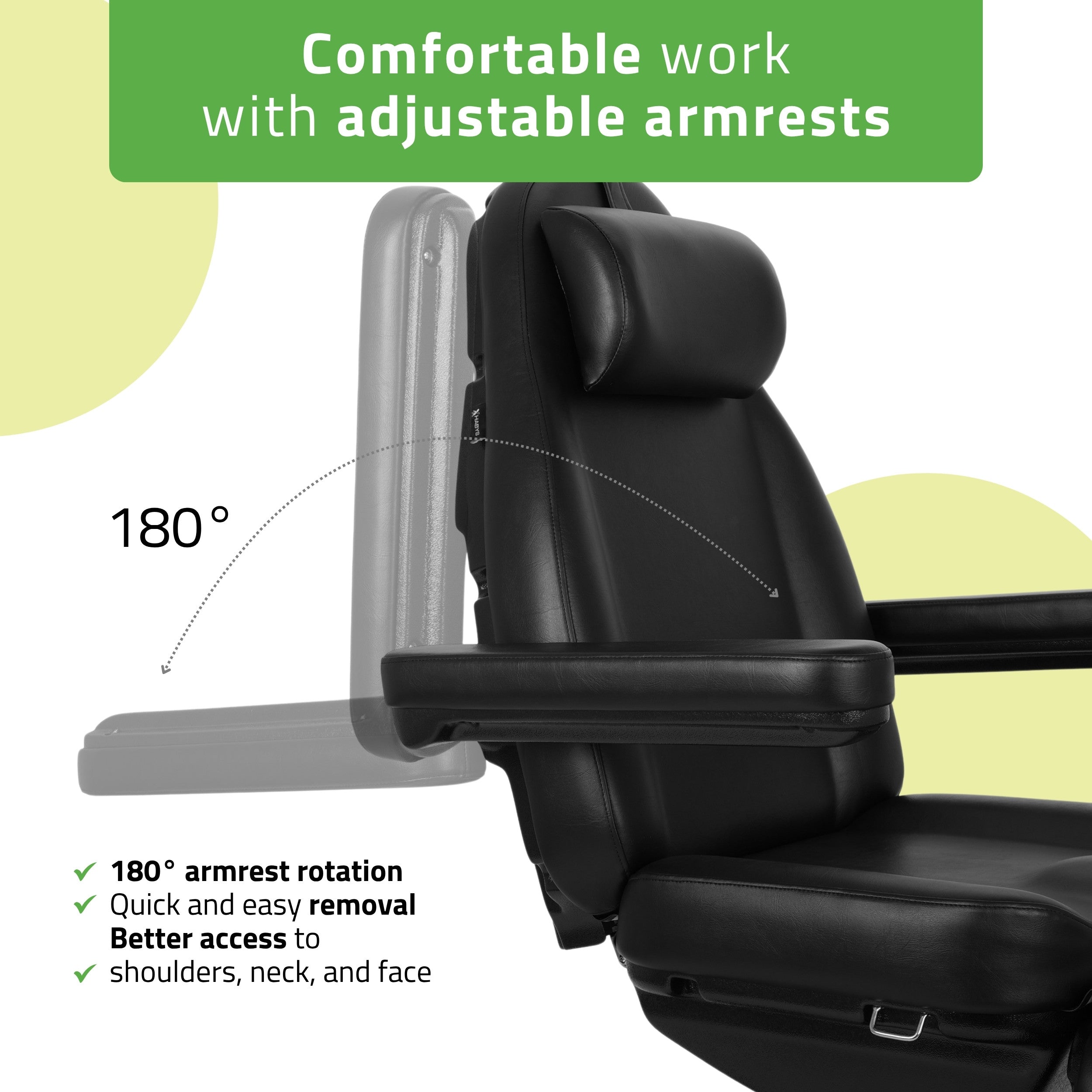 Cosmetic treatment chair, electric Elara PRO 4, black