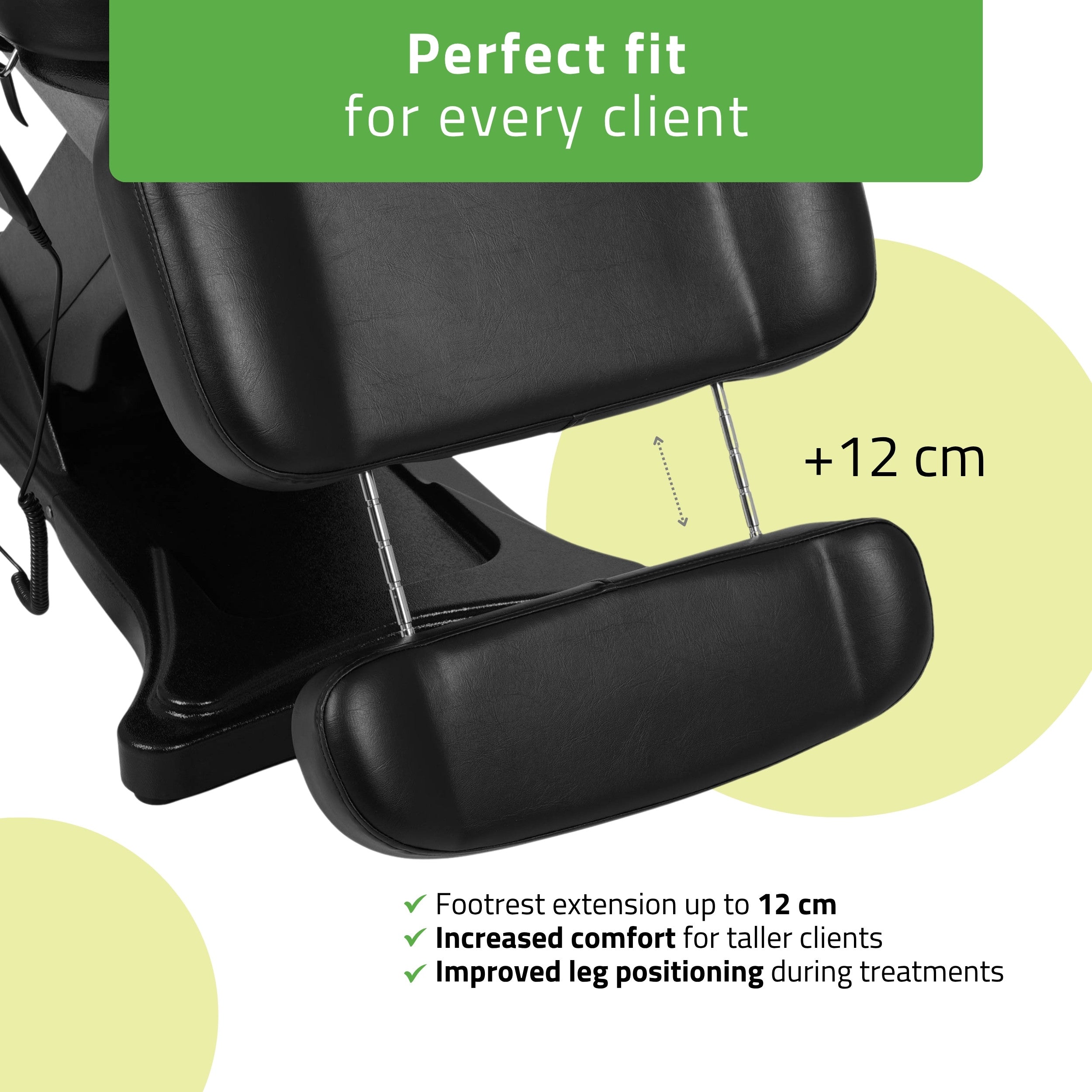 Cosmetic treatment chair, electric Elara PRO 4, black