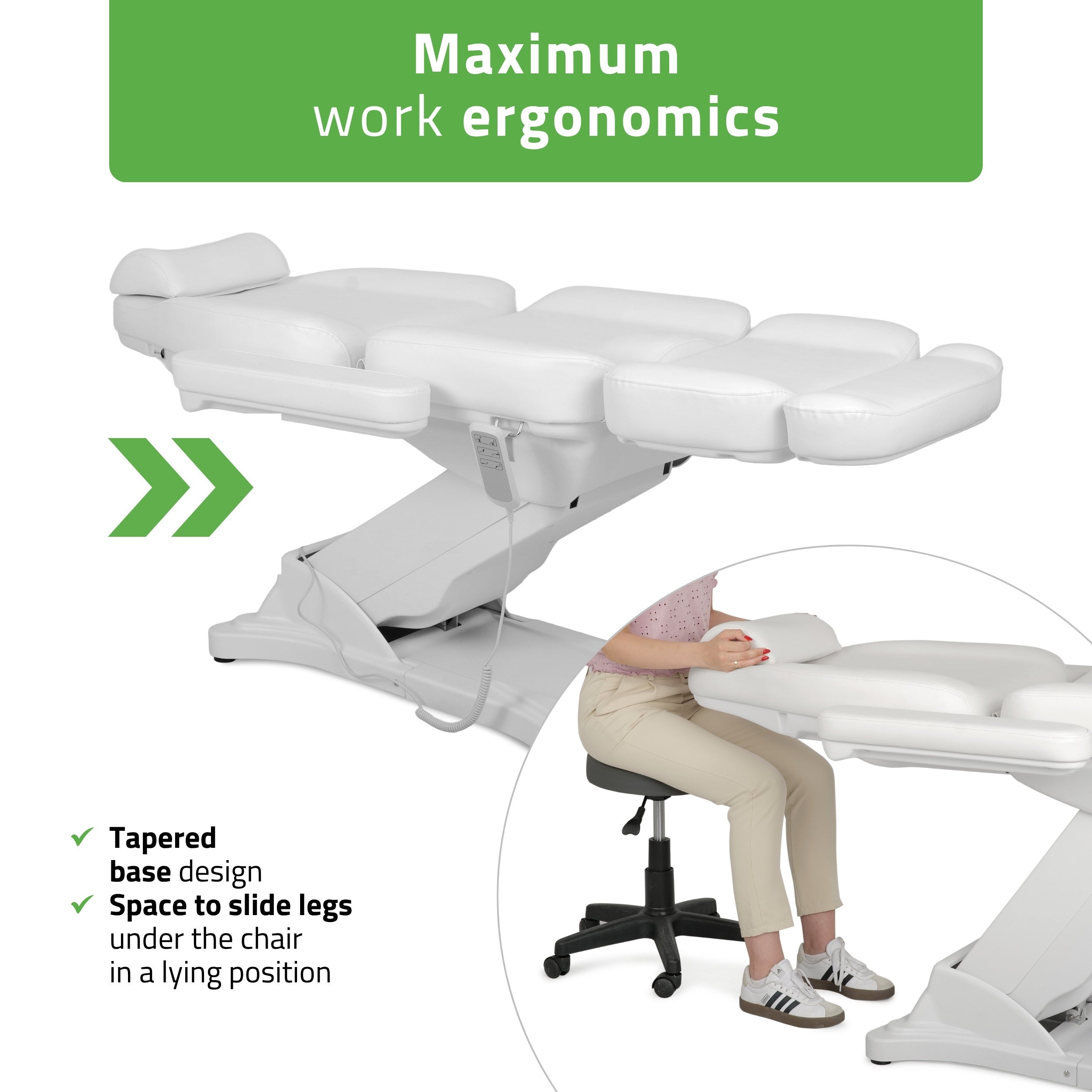 Cosmetic treatment chair, electric Elara PRO 4, white