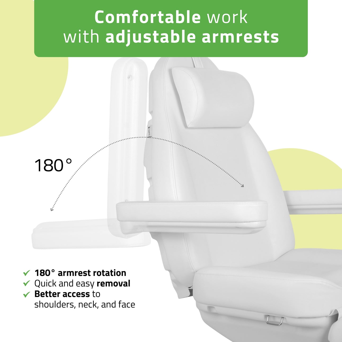 Cosmetic treatment chair, electric Elara PRO 4, white