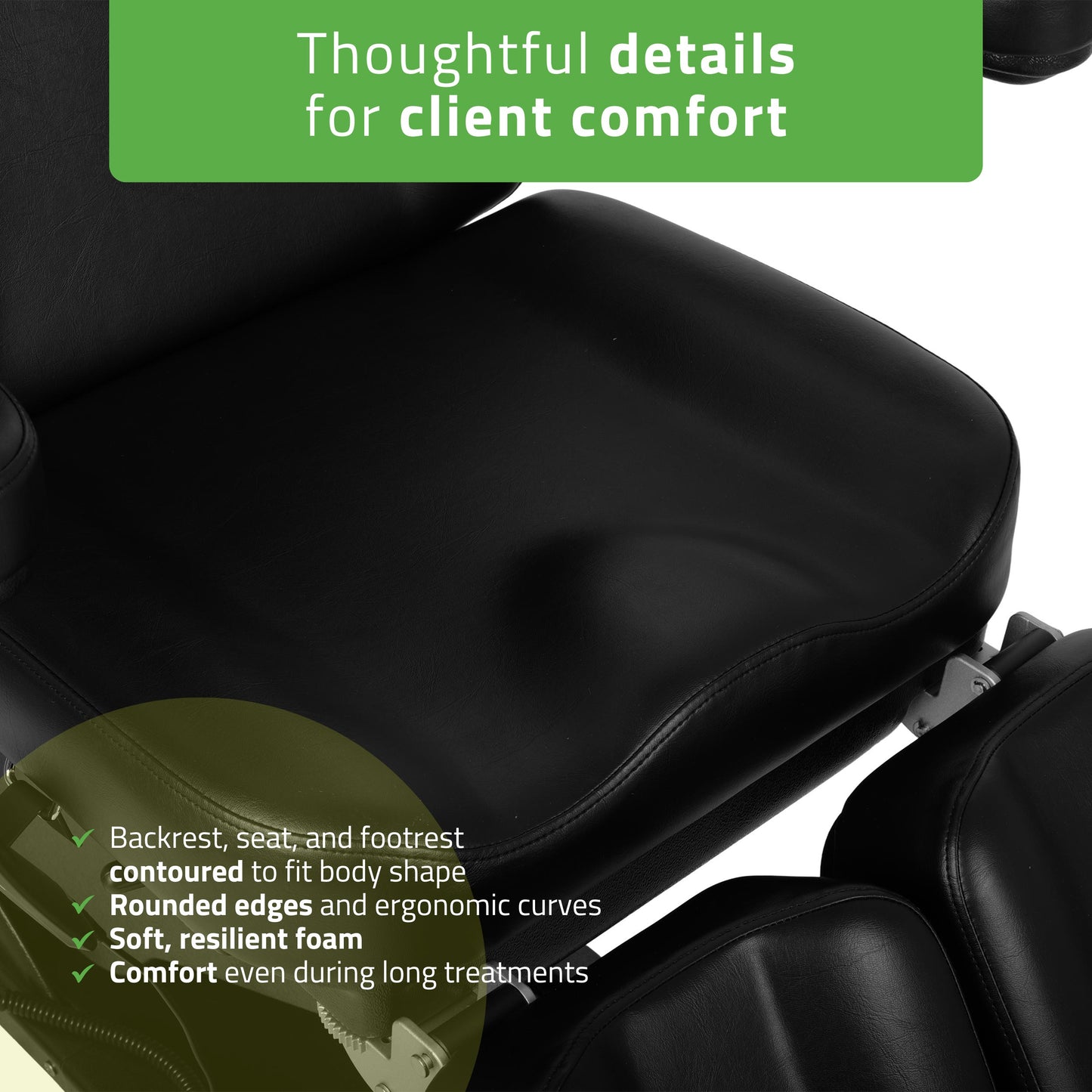 Cosmetic treatment chair, electric Elara PRO 6P, black