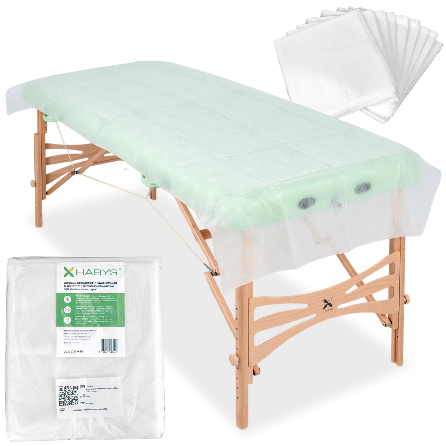 Vienreizlietojamie neausti dvieļi 220 × 90 cm – 10 gab., 20 g/m²