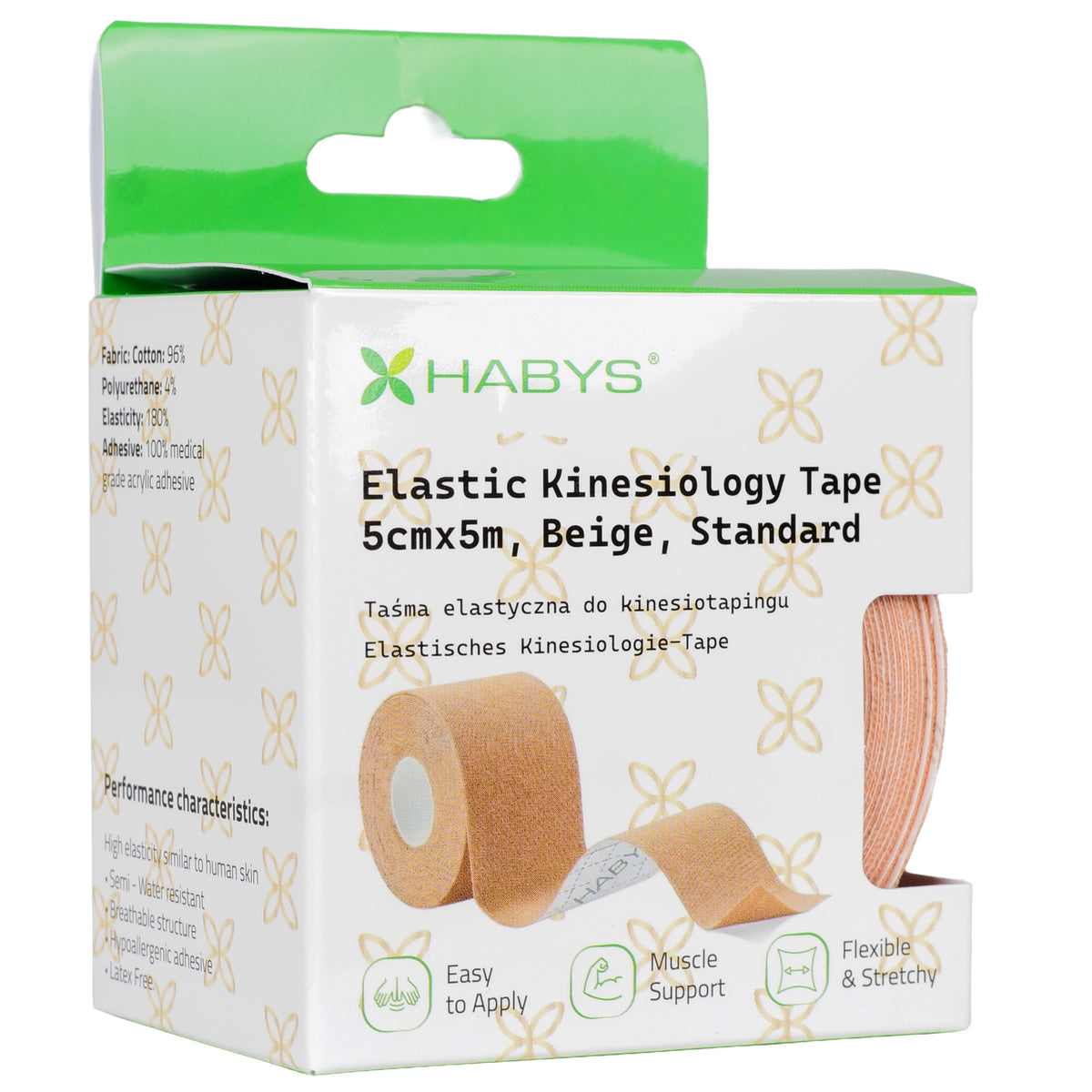 Elastic Kinesiology Tape 5cmx5m Beige Standard | Habys