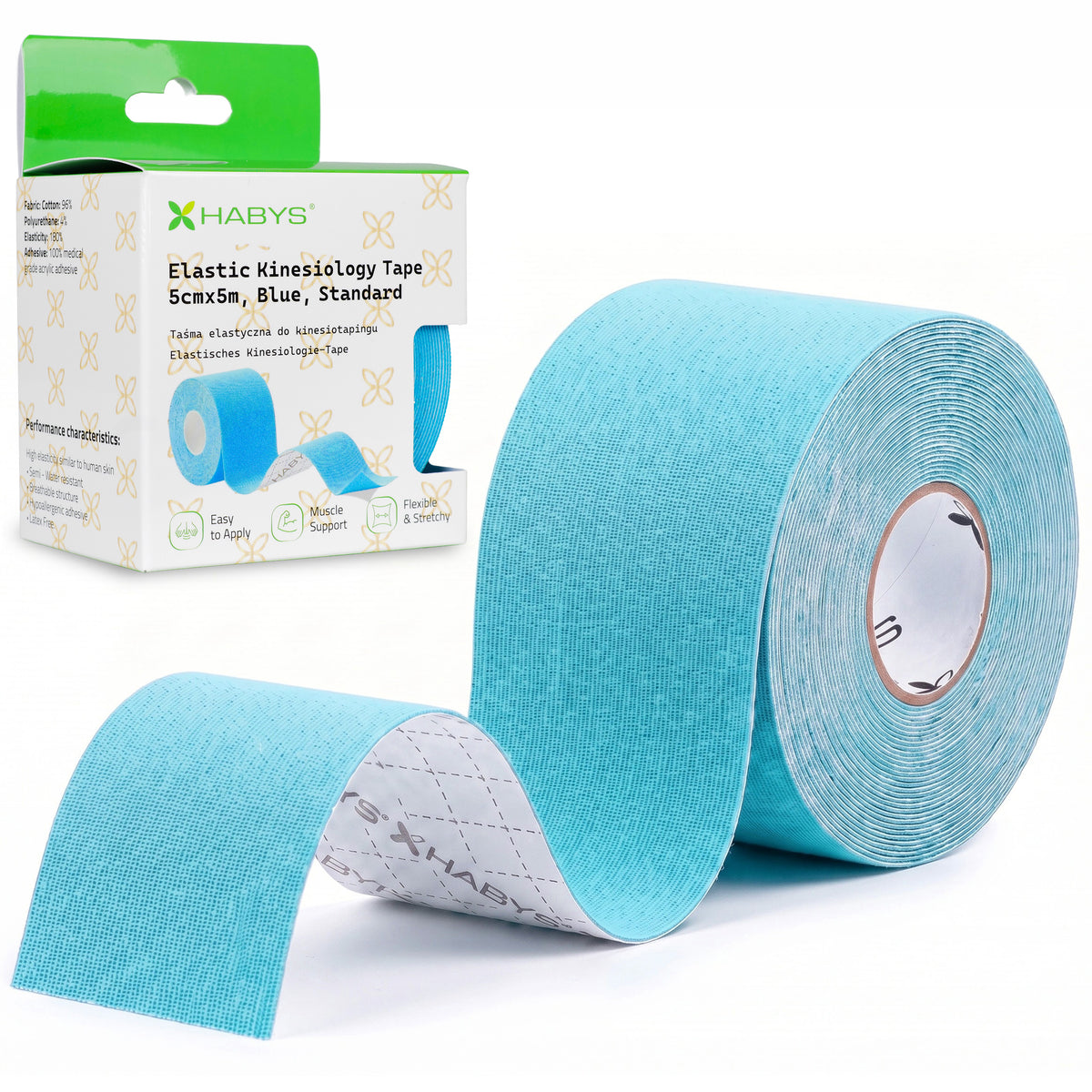 Elastic Kinesiology Tape 5cmx5m Blue Standard | Habys