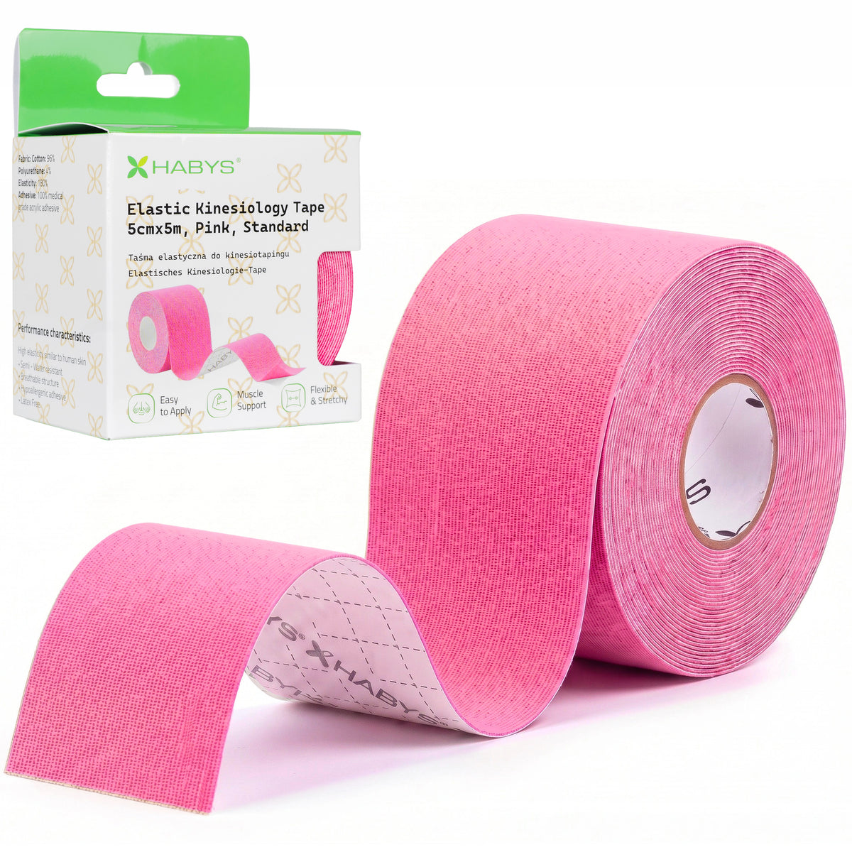 Elastic Kinesiology Tape 5cmx5m Pink Standard | Habys