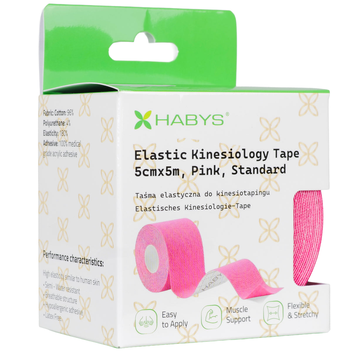 Elastic Kinesiology Tape 5cmx5m Pink Standard | Habys