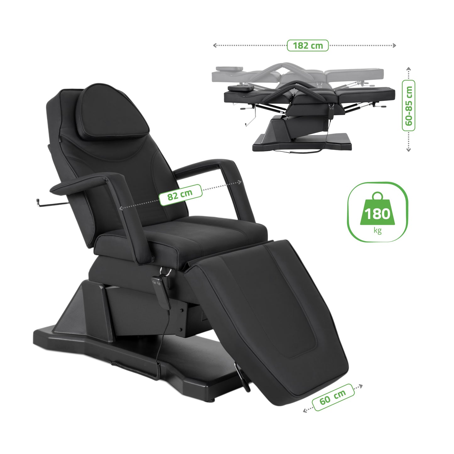 Elektriskais kosmetoloģiskais krēsls Laris Touch Core K315, melns