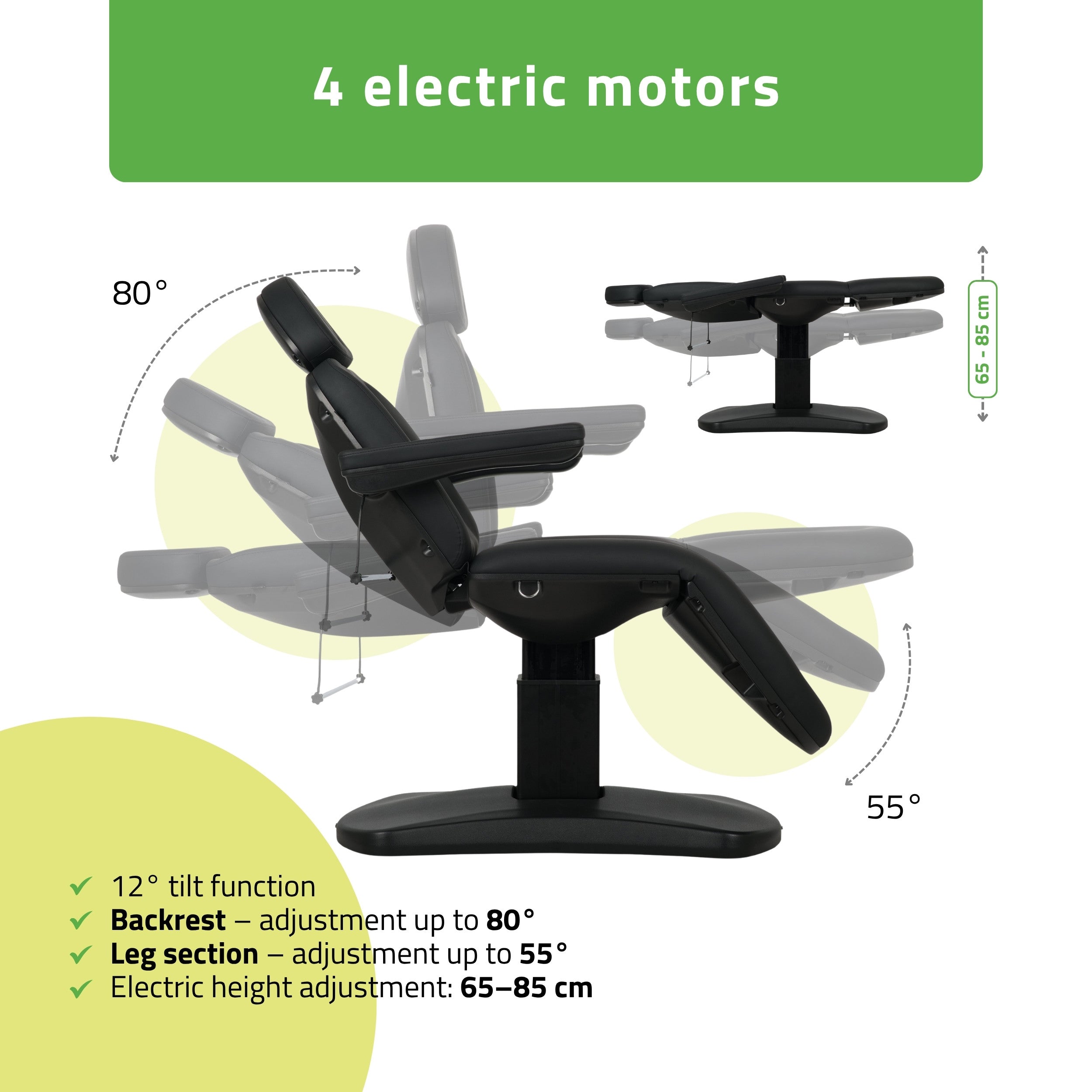 Electric beauty chair Ravia PRO 3 Black | Habys