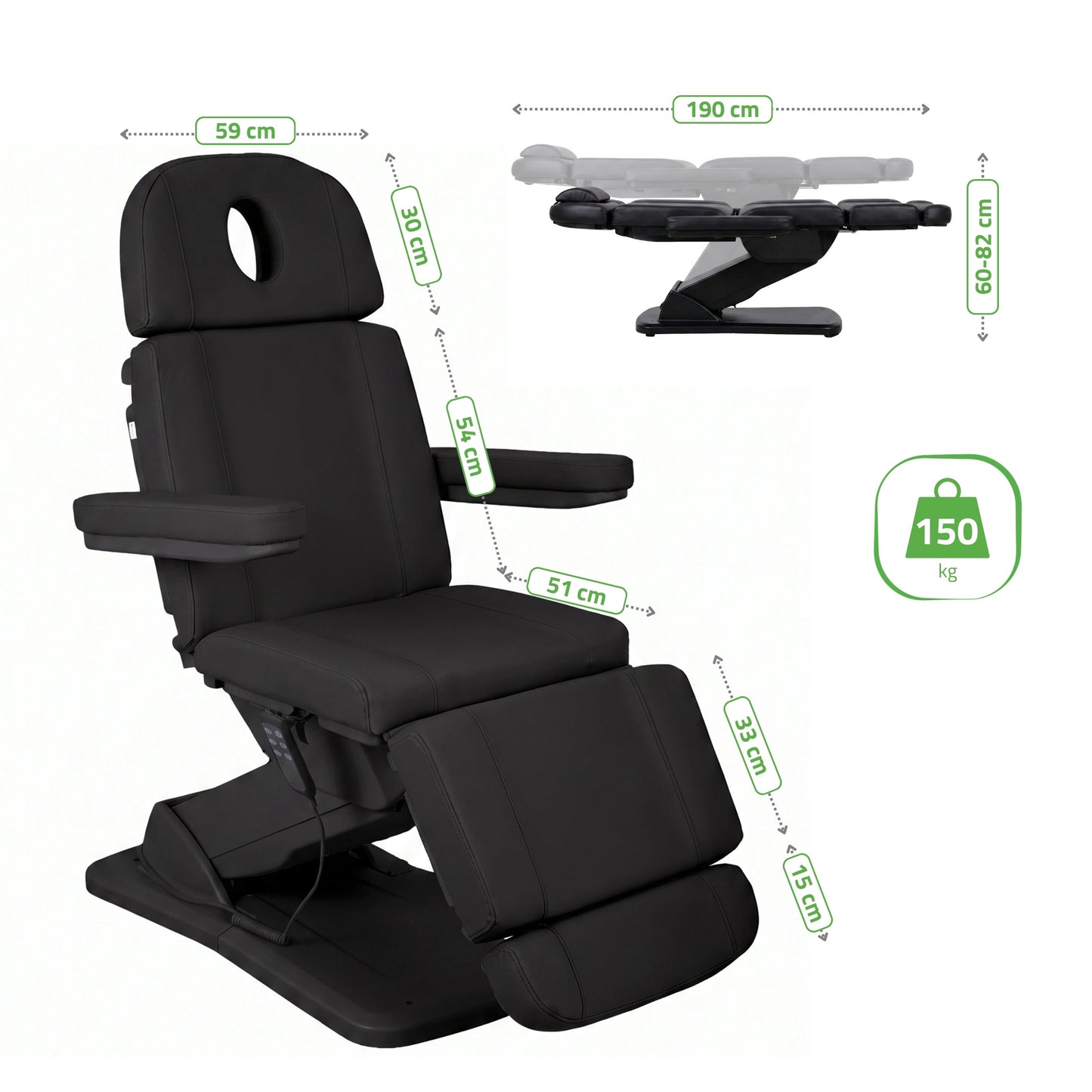 Electric Beauty Chair Tavia Satin Comfort k715 Black