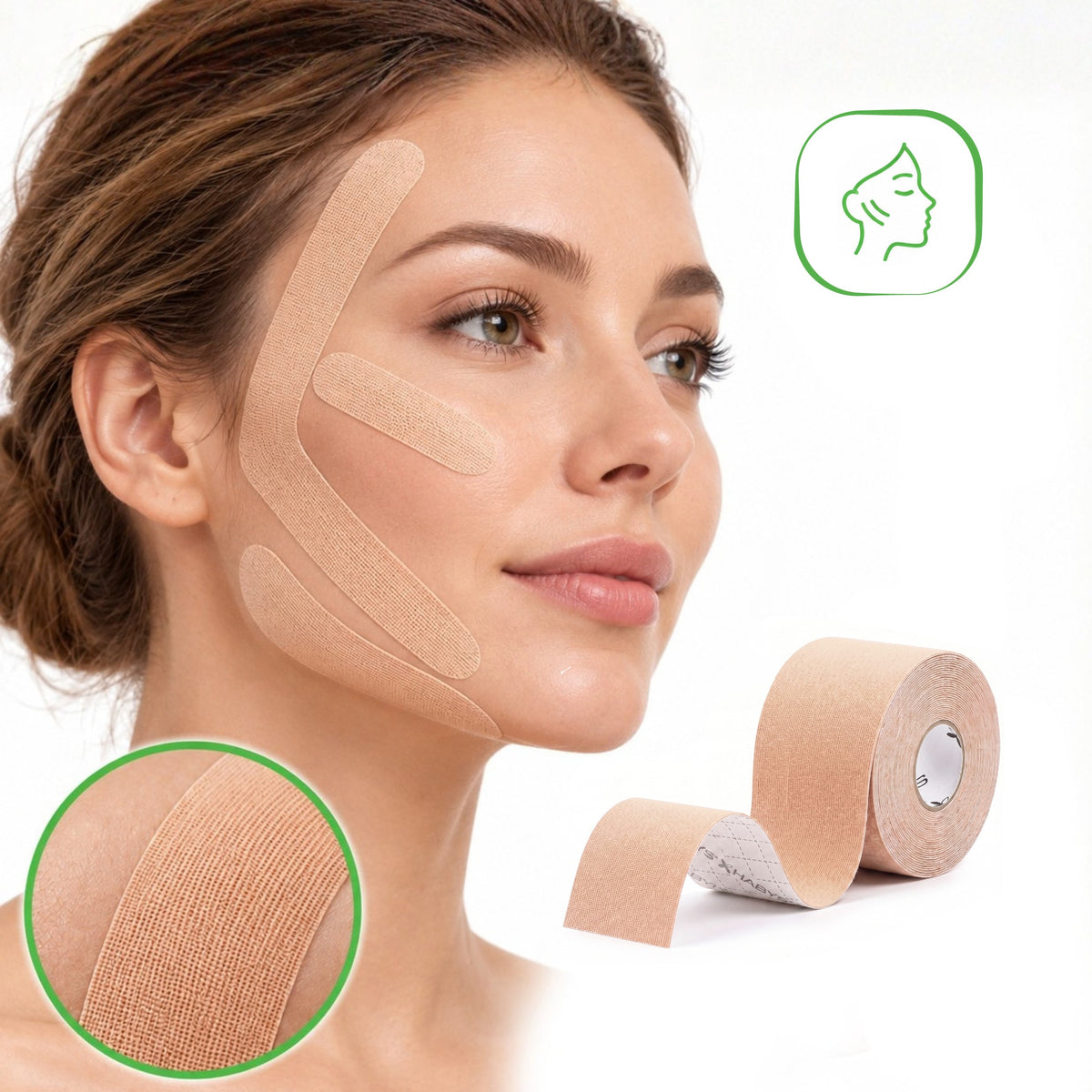 Face Elastic Kinesiology Tape, 5 cm × 5 m – Beige | HABYS