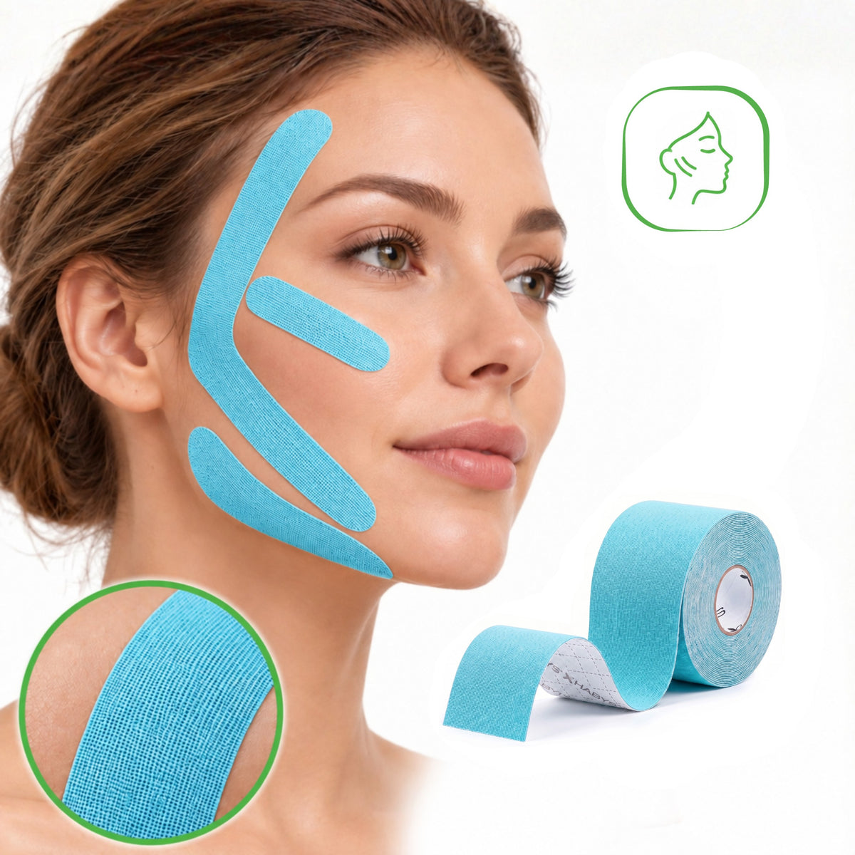 Face Elastic Kinesiology Tape, 5 cm × 5 m – Blue | HABYS