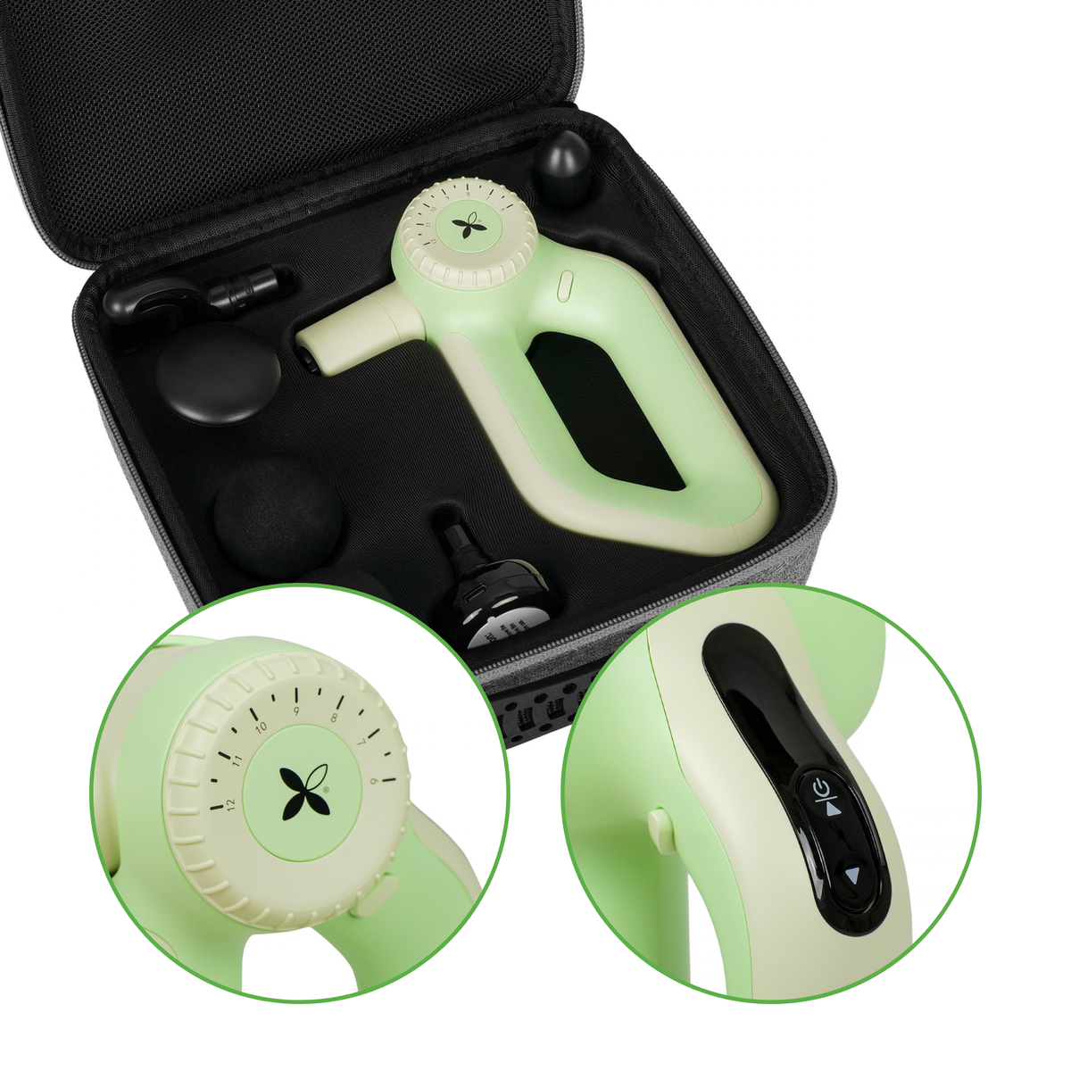 Pro Therapy Go Green elektrisk massageapparat, kompakt massagepistol