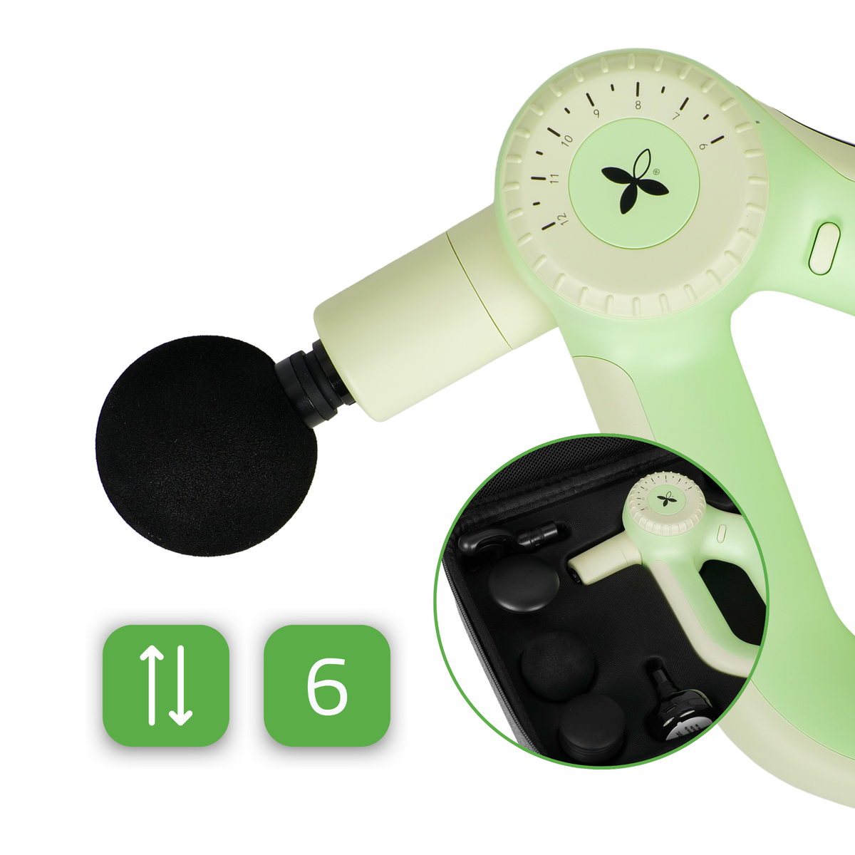 Pro Therapy Go Green elektrisk massageapparat, kompakt massagepistol