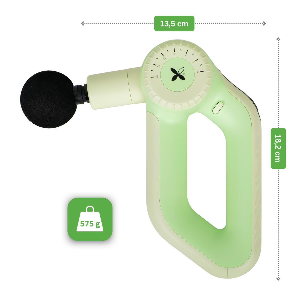 Pro Therapy Go Green elektrisk massageapparat, kompakt massagepistol