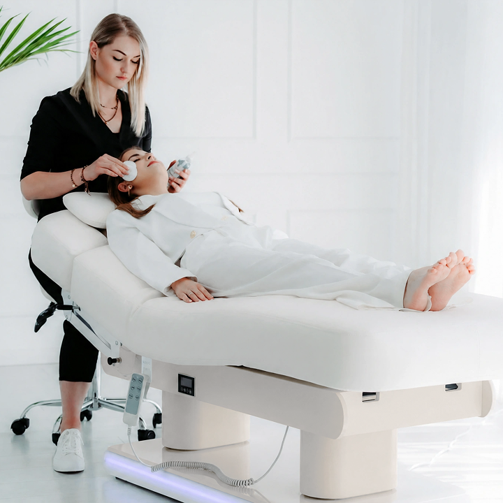 Luxury beauty bed Eterna Beige with 4 motors,  Gentle Flex k901 white