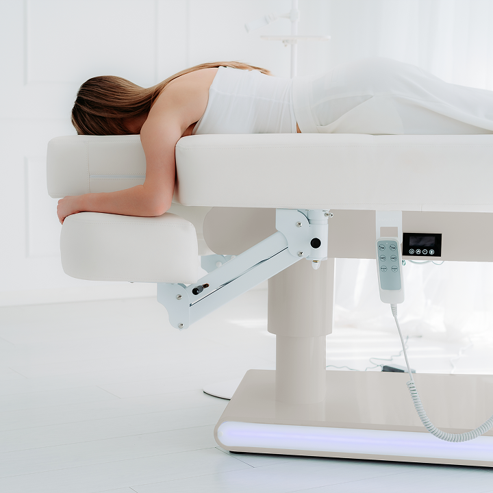 Luxury beauty bed Eterna Beige with 4 motors,  Gentle Flex k901 white