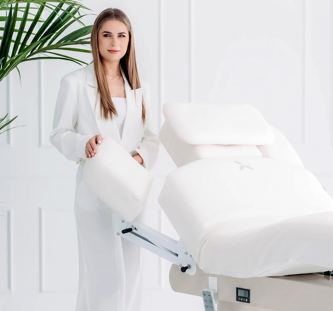 Luxury beauty bed Eterna Beige with 4 motors,  Gentle Flex k901 white