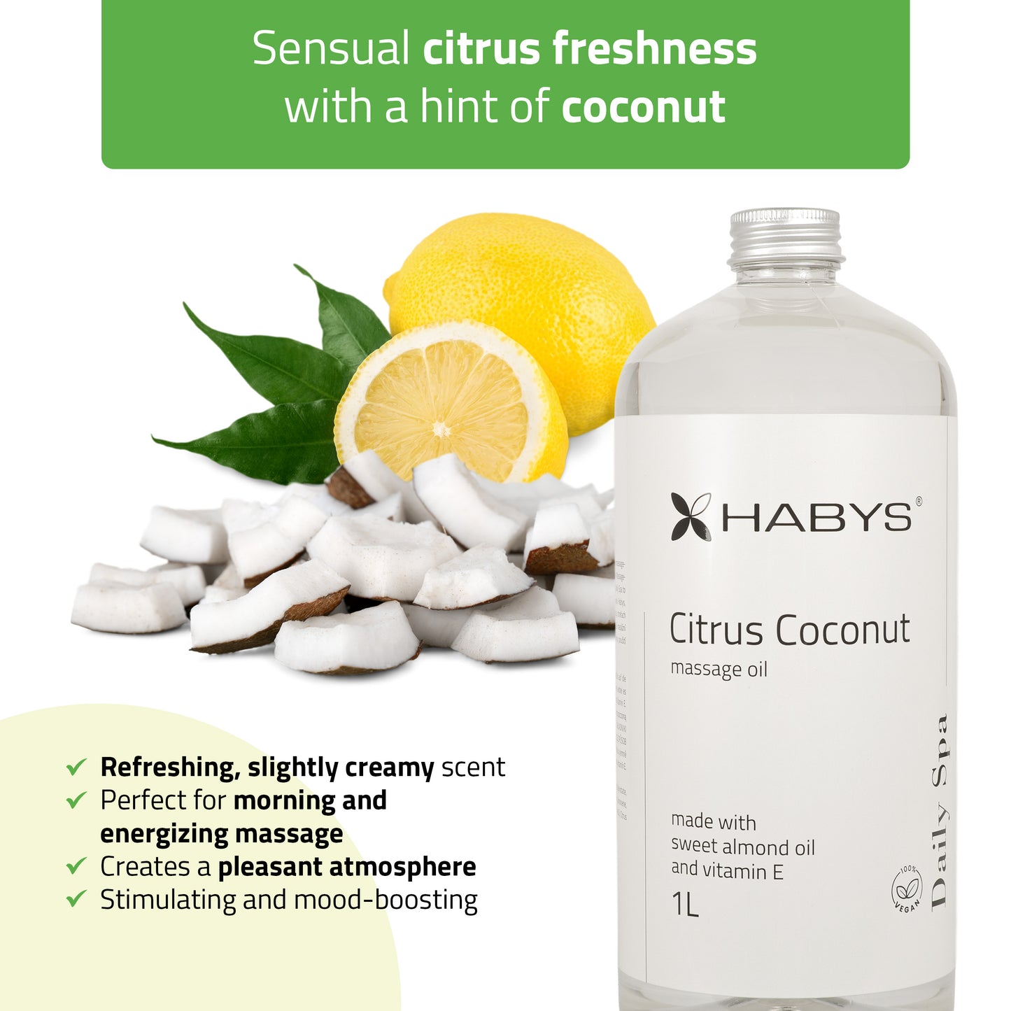 Massage oil Daily Spa Citrus coconut, HABYS 1000 ml