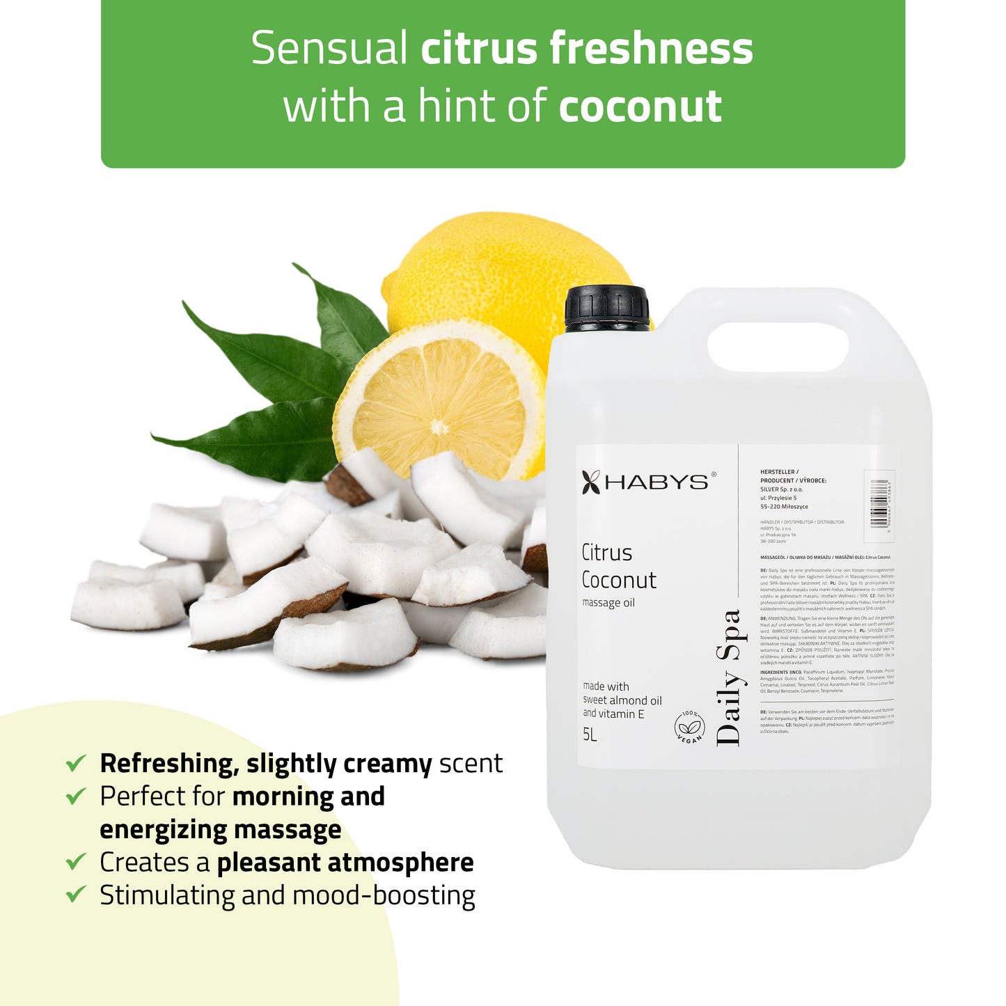 Masāžas eļļa Daily Spa Citrus coconut, 5000 ml