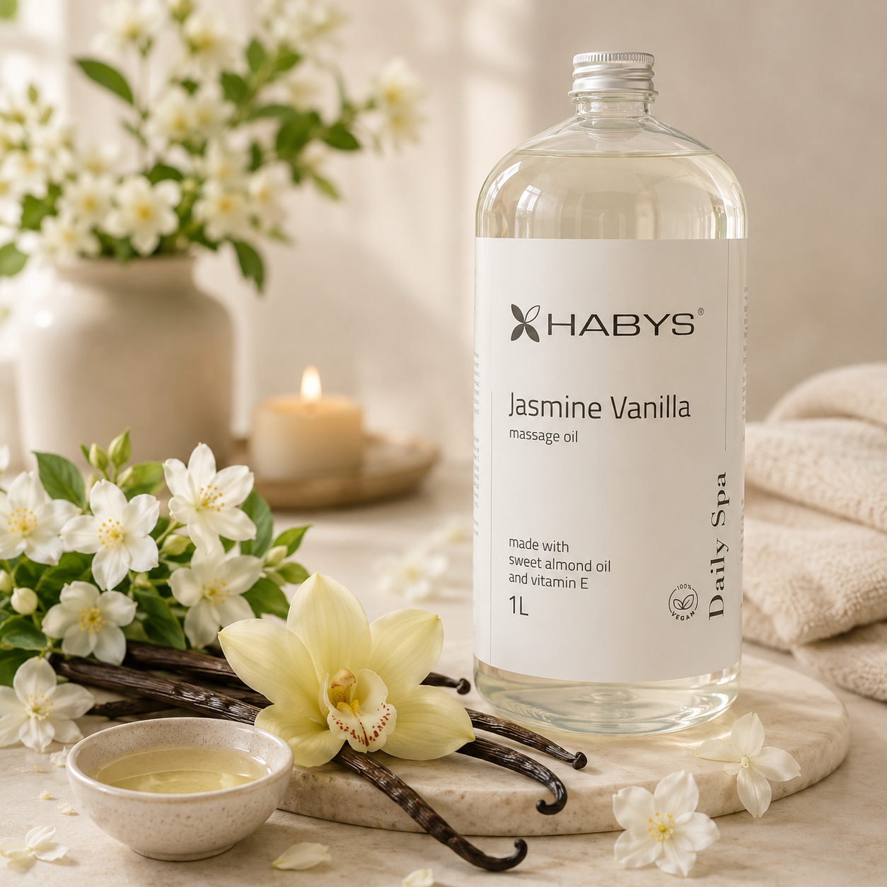 Massage oil Daily Spa Jasmine Vanilla HABYS 1000 ml