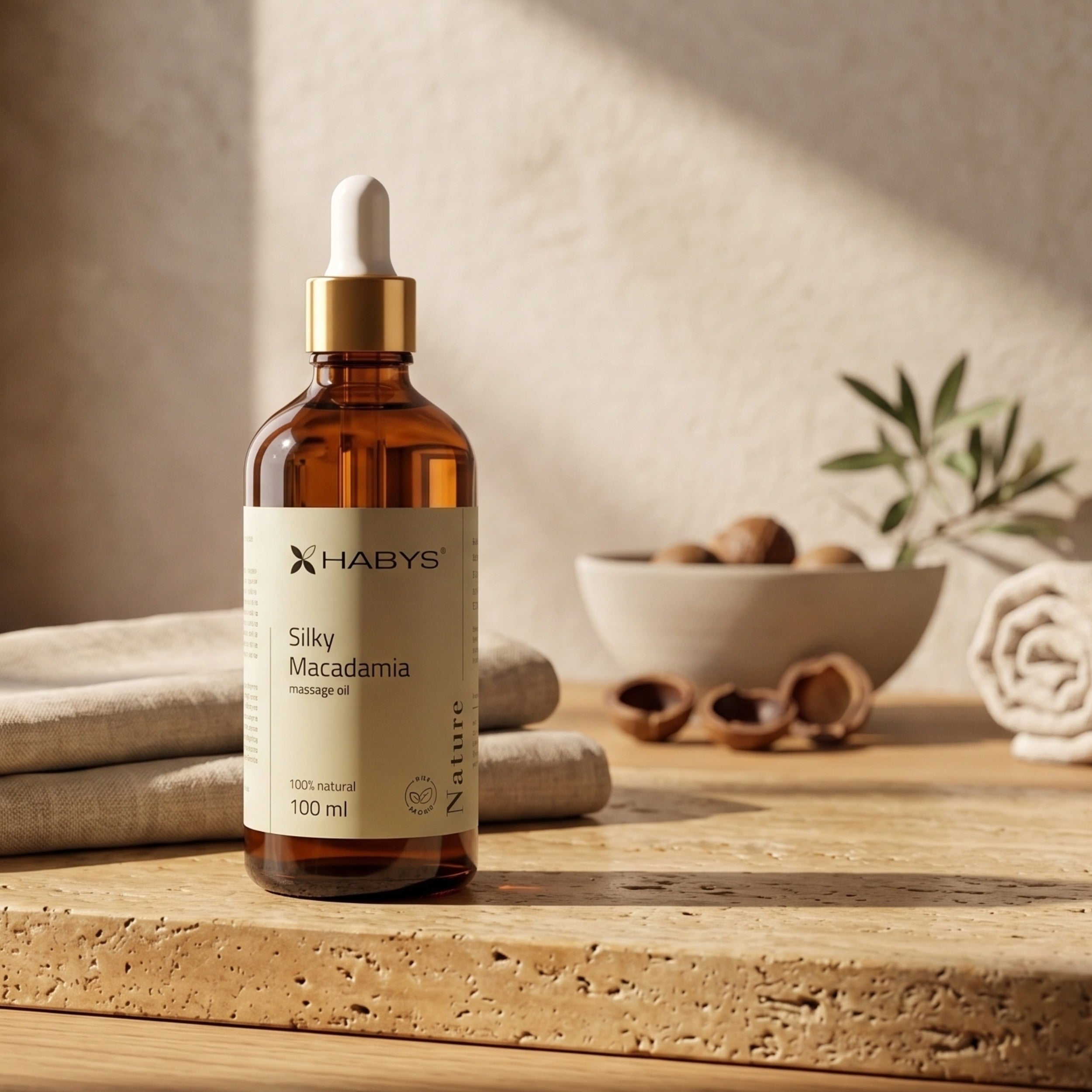 Nature Silky Macadamia HABYS Massage Oil 100 ml with Pipette