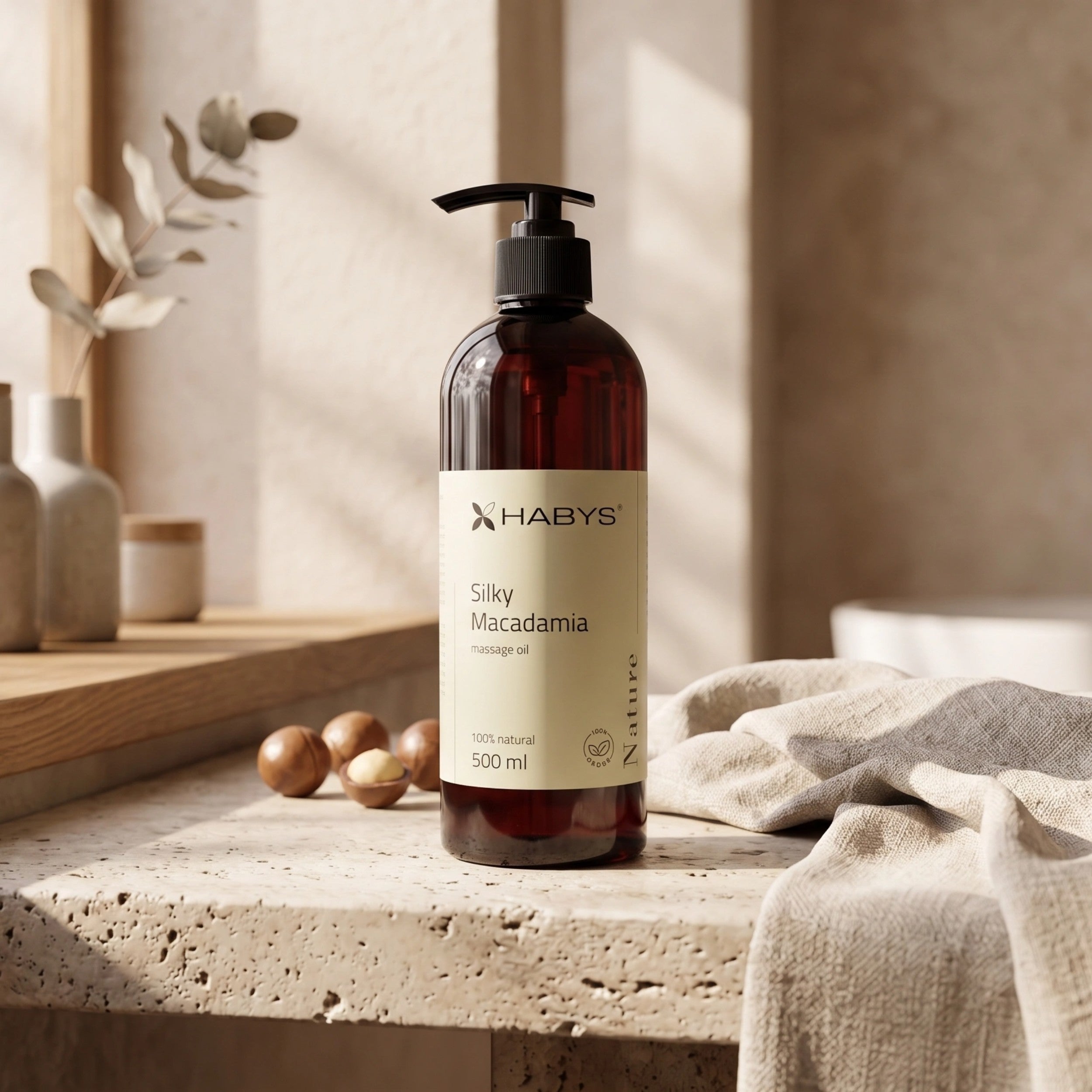 Nature Silky Macadamia HABYS Massage Oil 500 ml with Pump