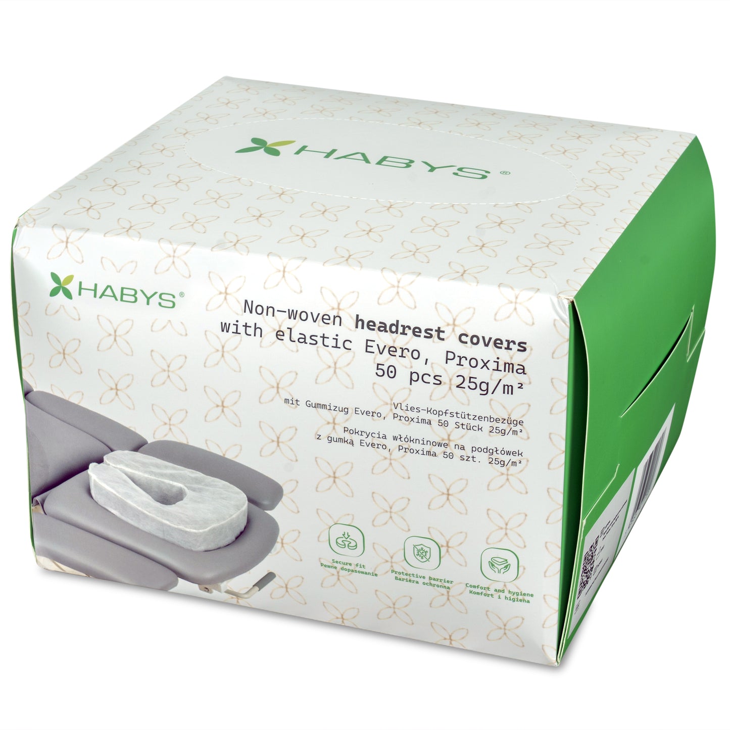 Neausts galvas balsta pārvalks ar elastīgu iesieti Evero, Proxima, 50 gab., 25 g/m²