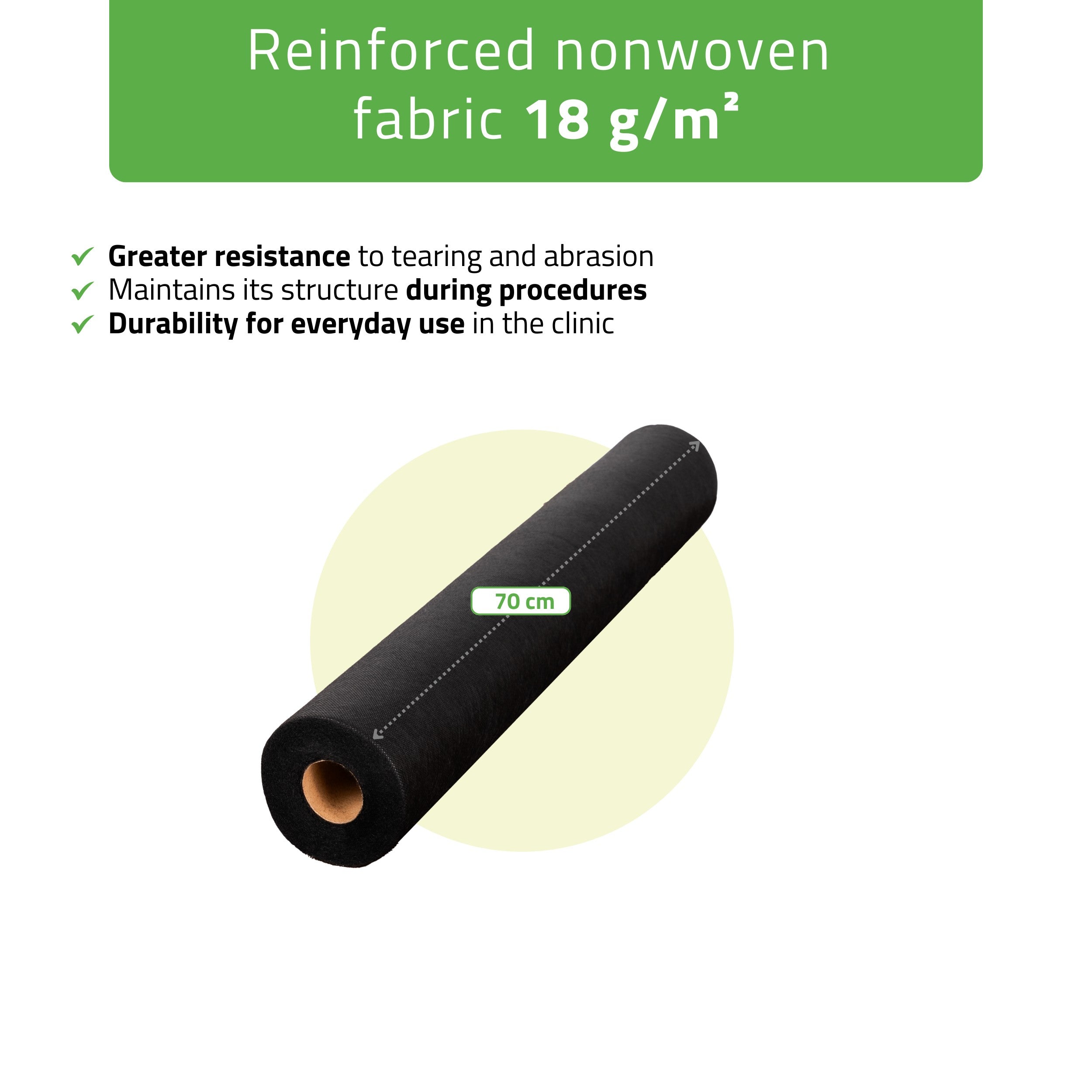 Neausts medicīniskais rullis 70 cm x 50 m, 18 g/m², melns