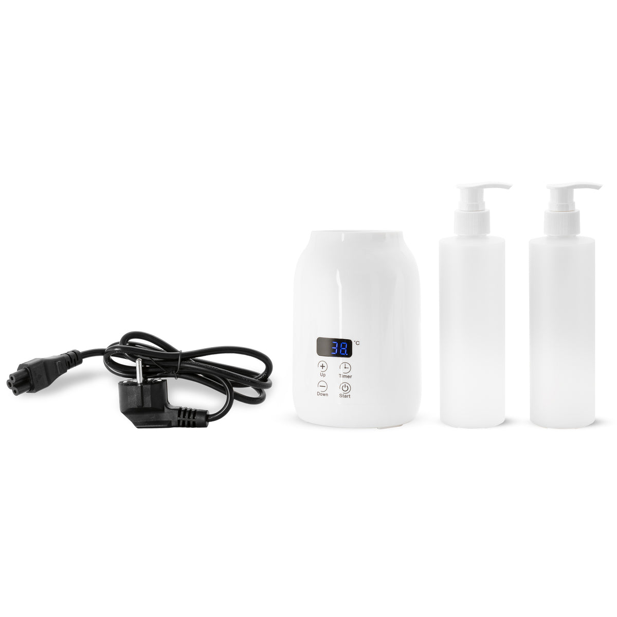 Oil warmer with two 250 ml bottles