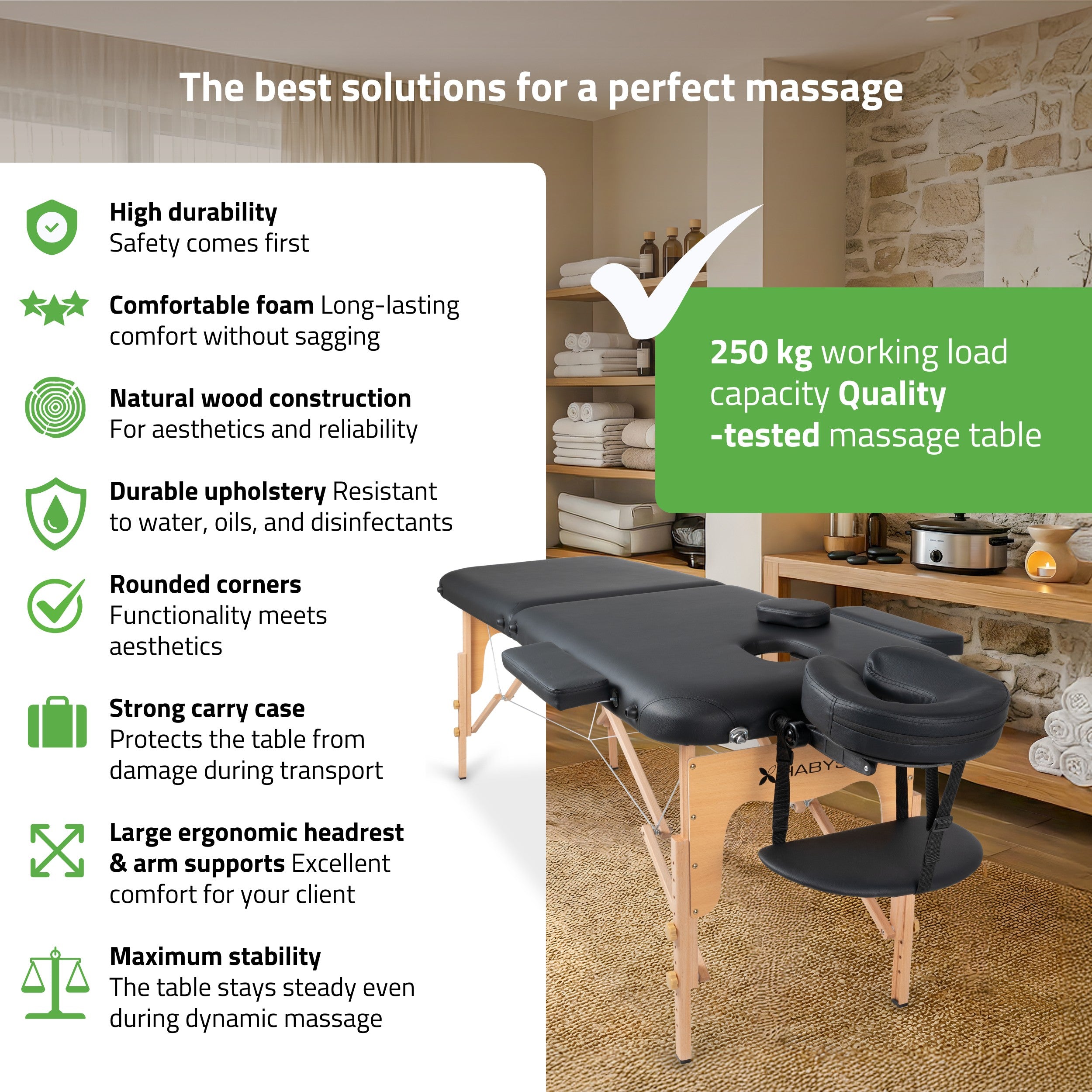 Portable massage table Lira Comfy Base K515 Black