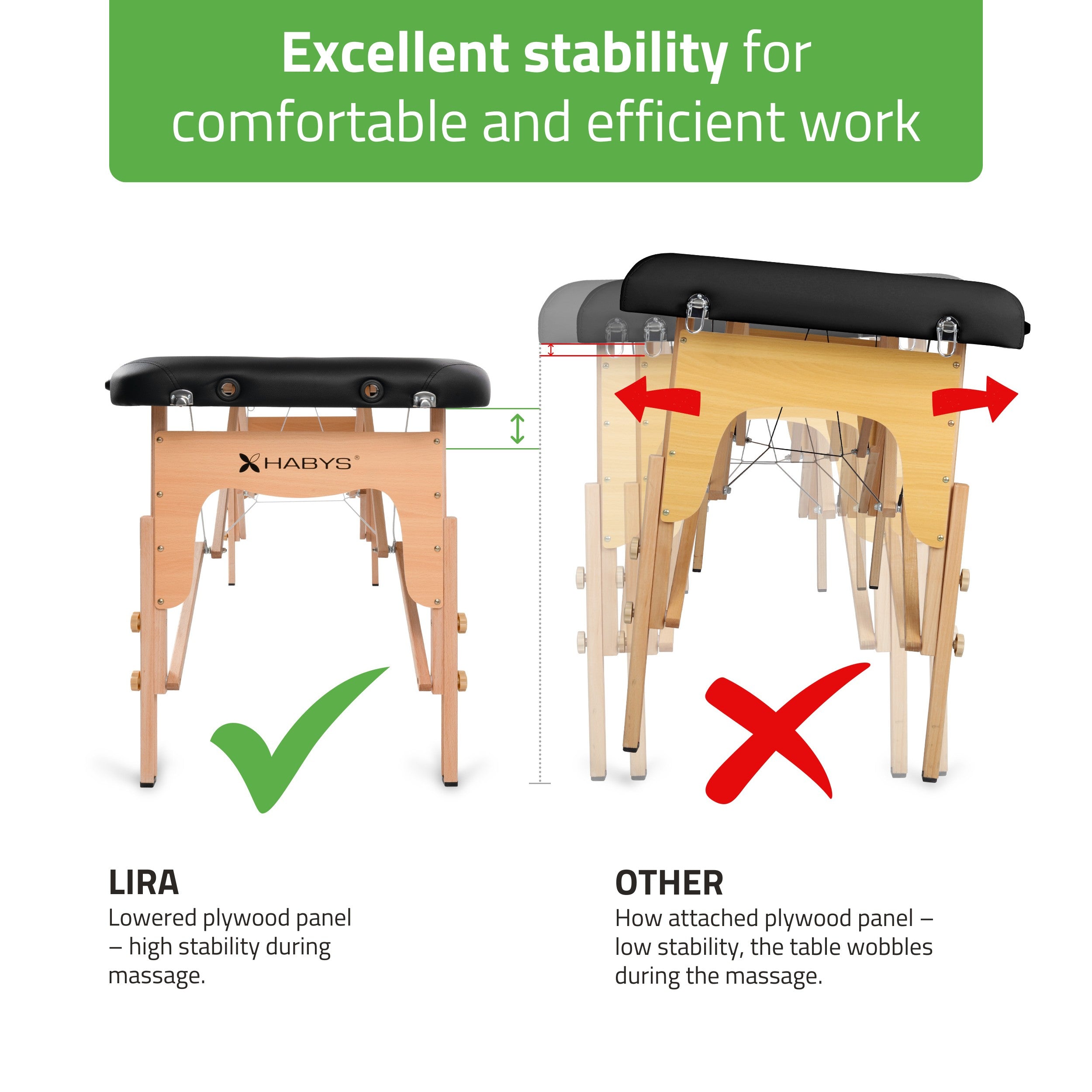 Portable massage table Lira Comfy Base K515 Black