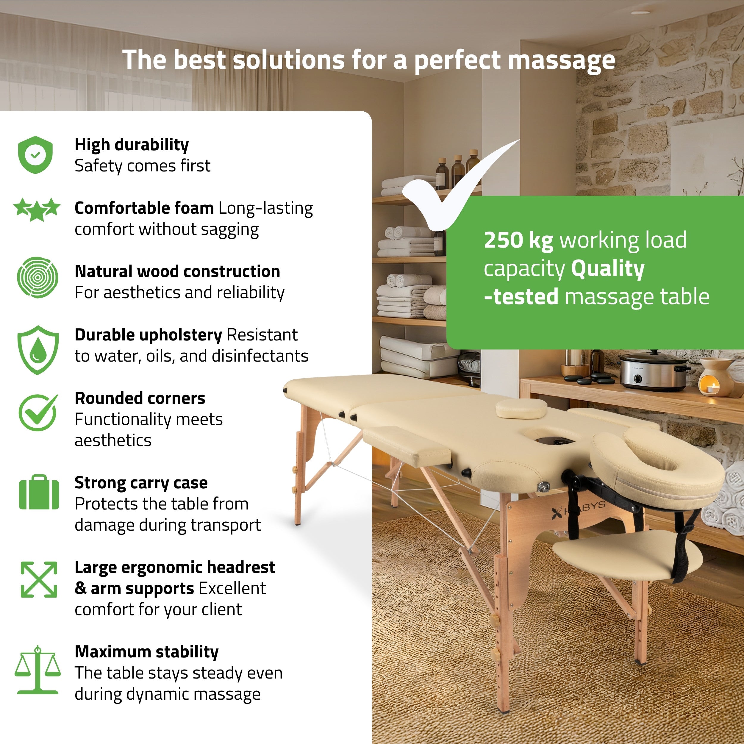Portable massage table Lira Comfy Base K533 Beige