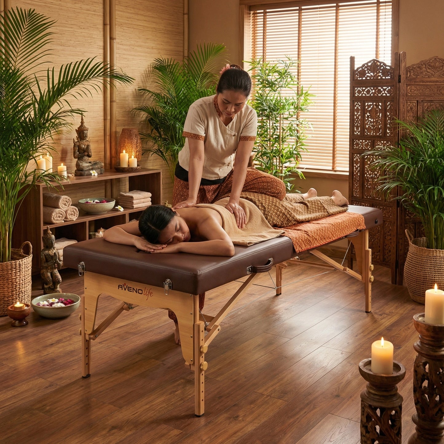 Portable Thai table de massage Niro 80 PU k835 marron