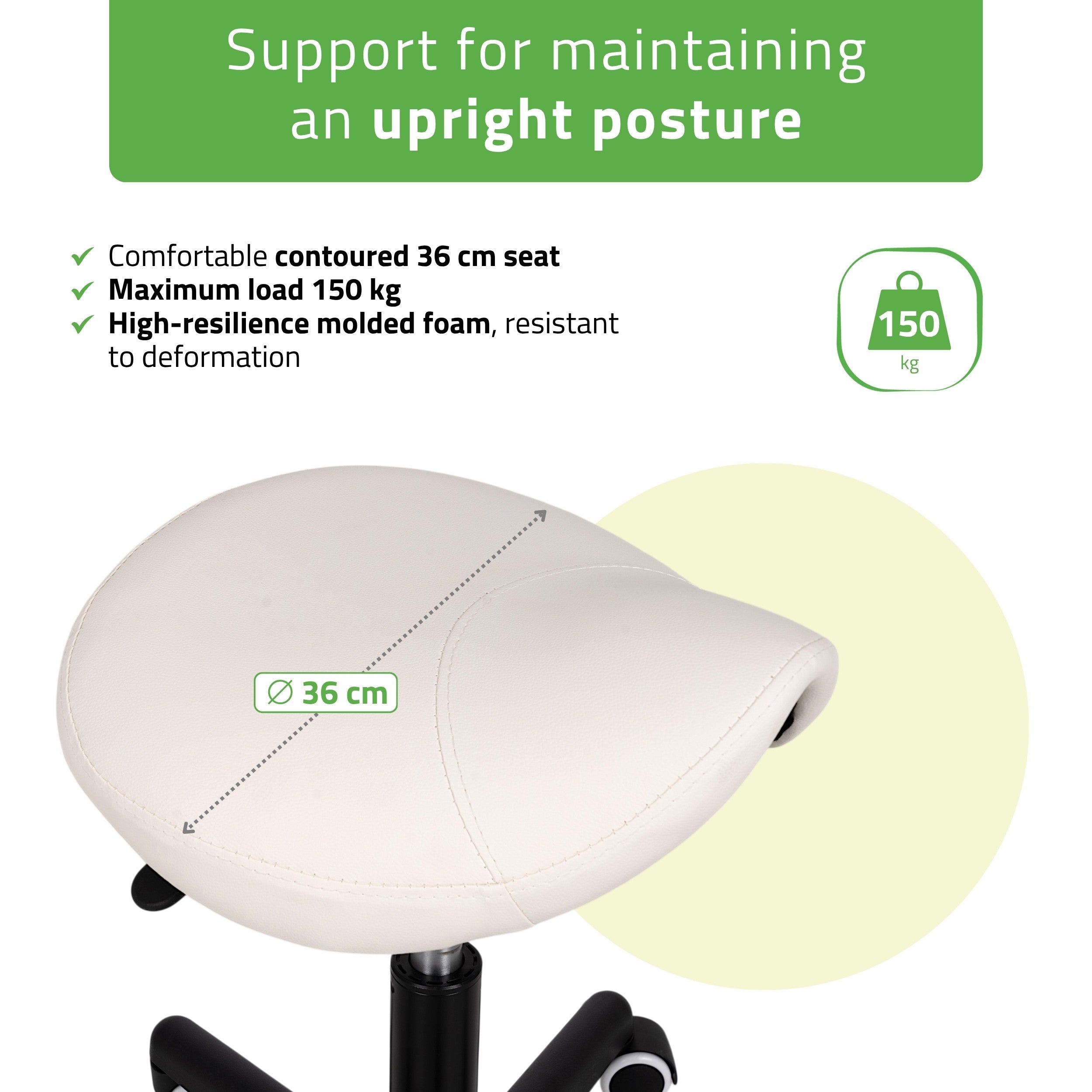 LUMO Comfy Base K501 Sattelstuhl, Weiß