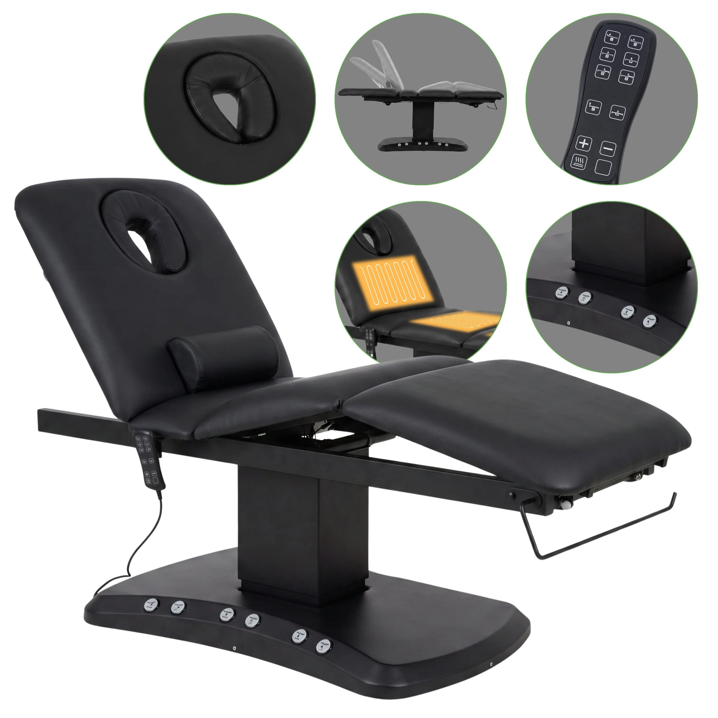 Serenity ERGO 4 electric heated beauty bed for massage and SPA treatments  Satin Comfort k715 Black