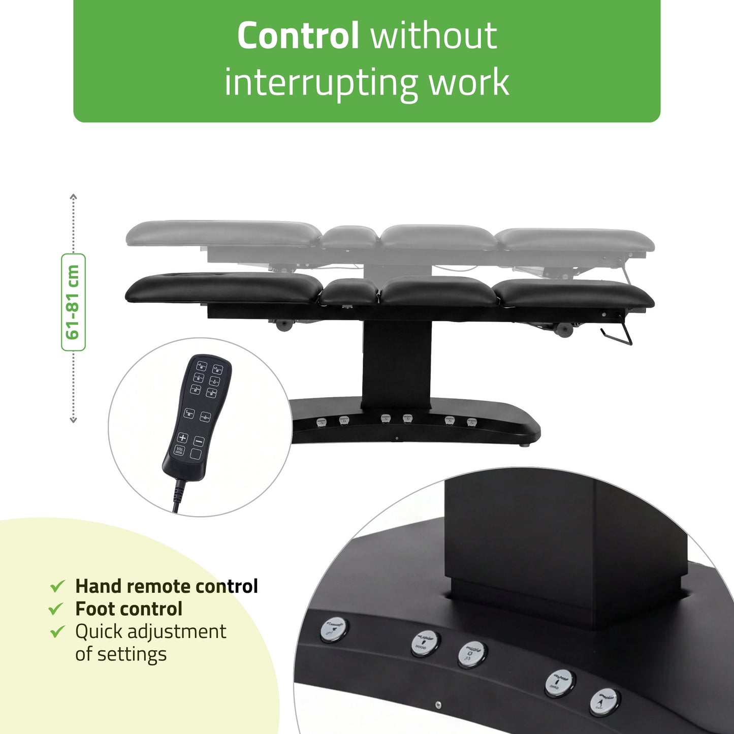 Serenity ERGO 4 electric heated beauty bed for massage and SPA treatments  Satin Comfort k715 Black