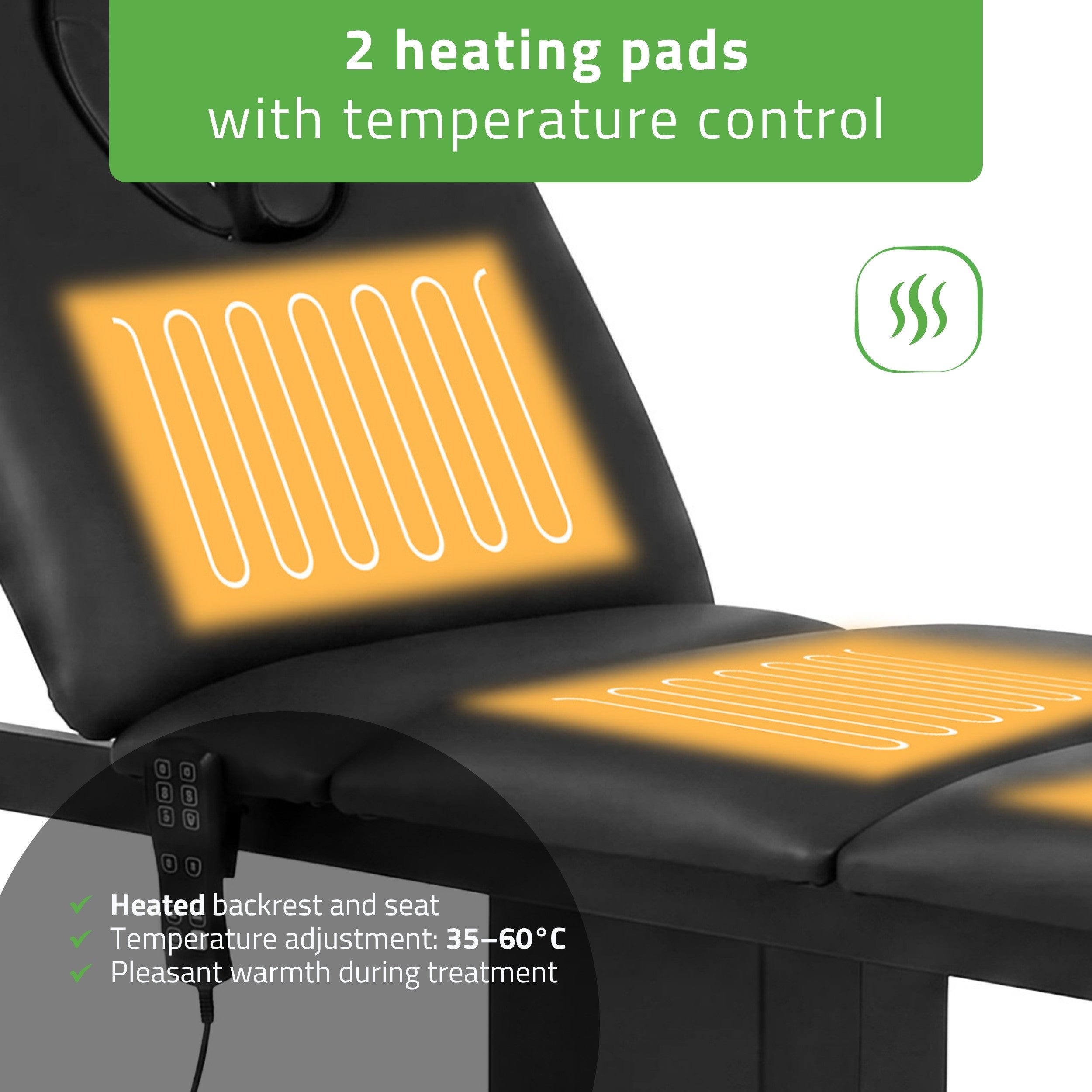 Serenity ERGO 4 electric heated beauty bed for massage and SPA treatments  Satin Comfort k715 Black