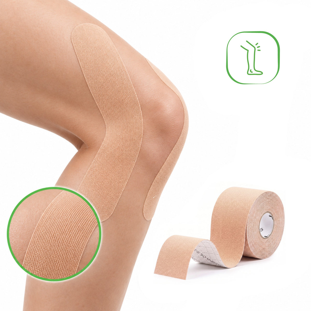 Strong Elastic Kinesiology Tape, 5 cm × 5 m – Beige | HABYS