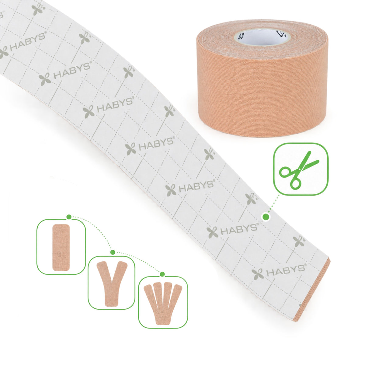 Strong Elastic Kinesiology Tape, 5 cm × 5 m – Beige | HABYS