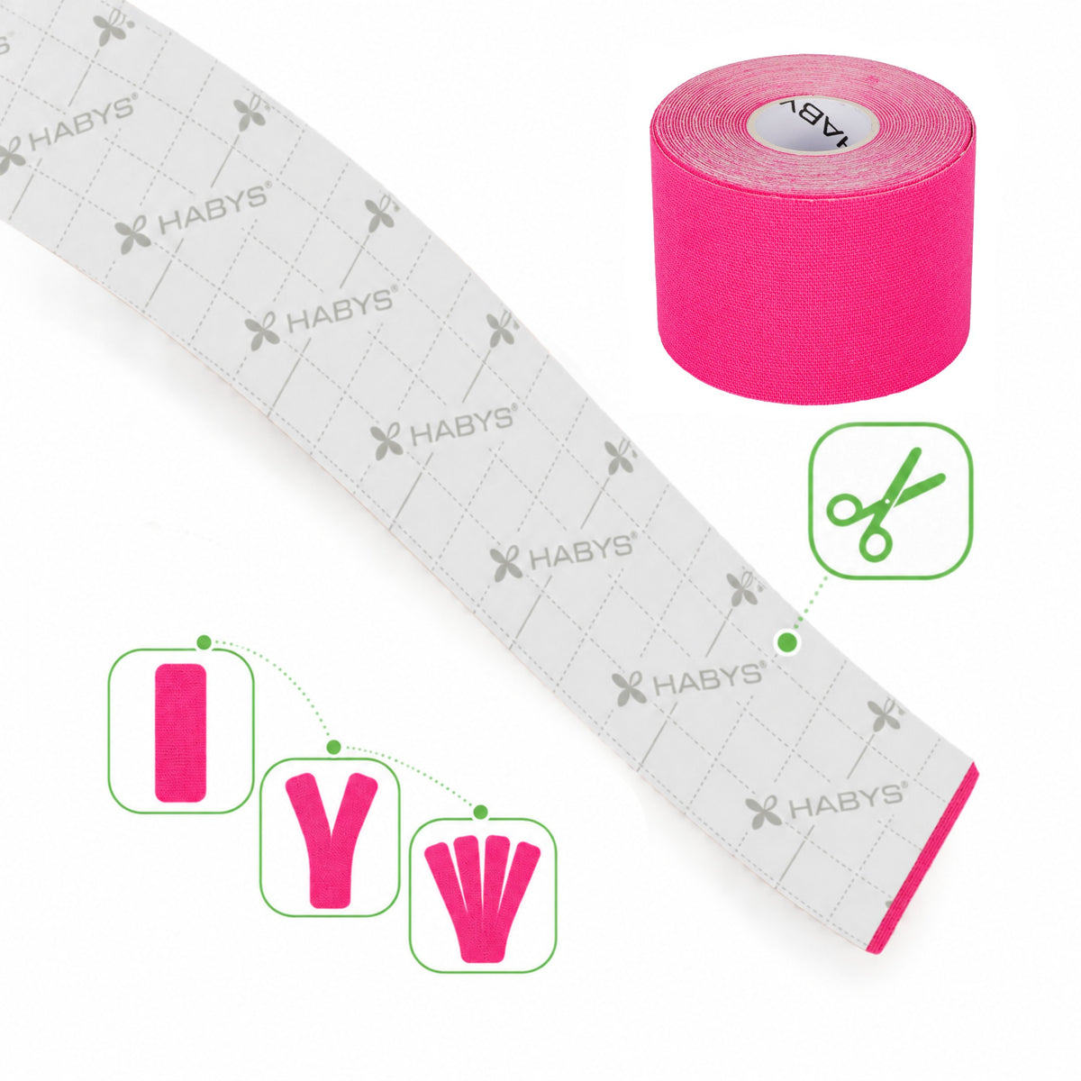 Strong Elastic Kinesiology Tape, 5 cm × 5 m – Pink | HABYS