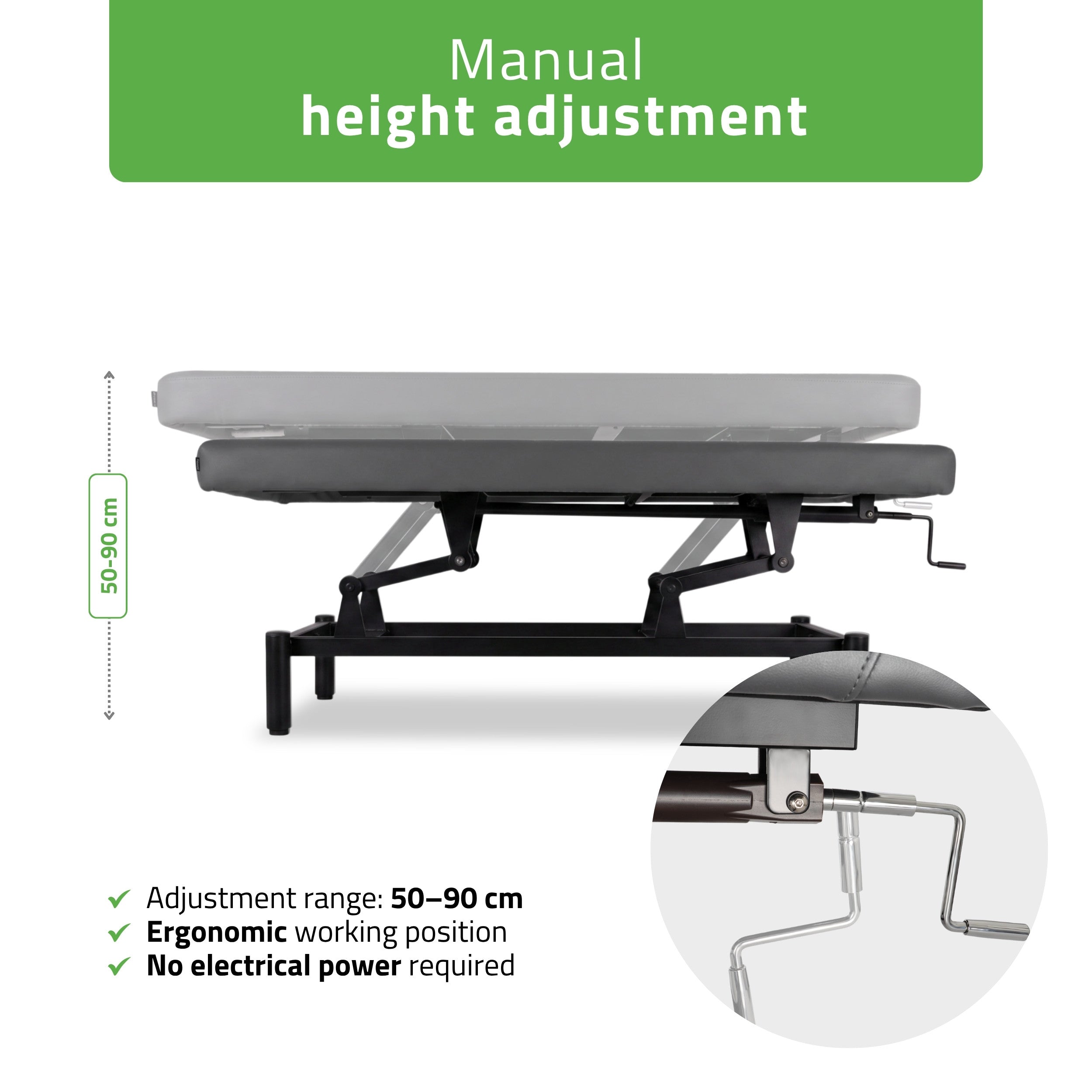 VIGO 1 Stationary  massage table with manual height adjustment - dark gray