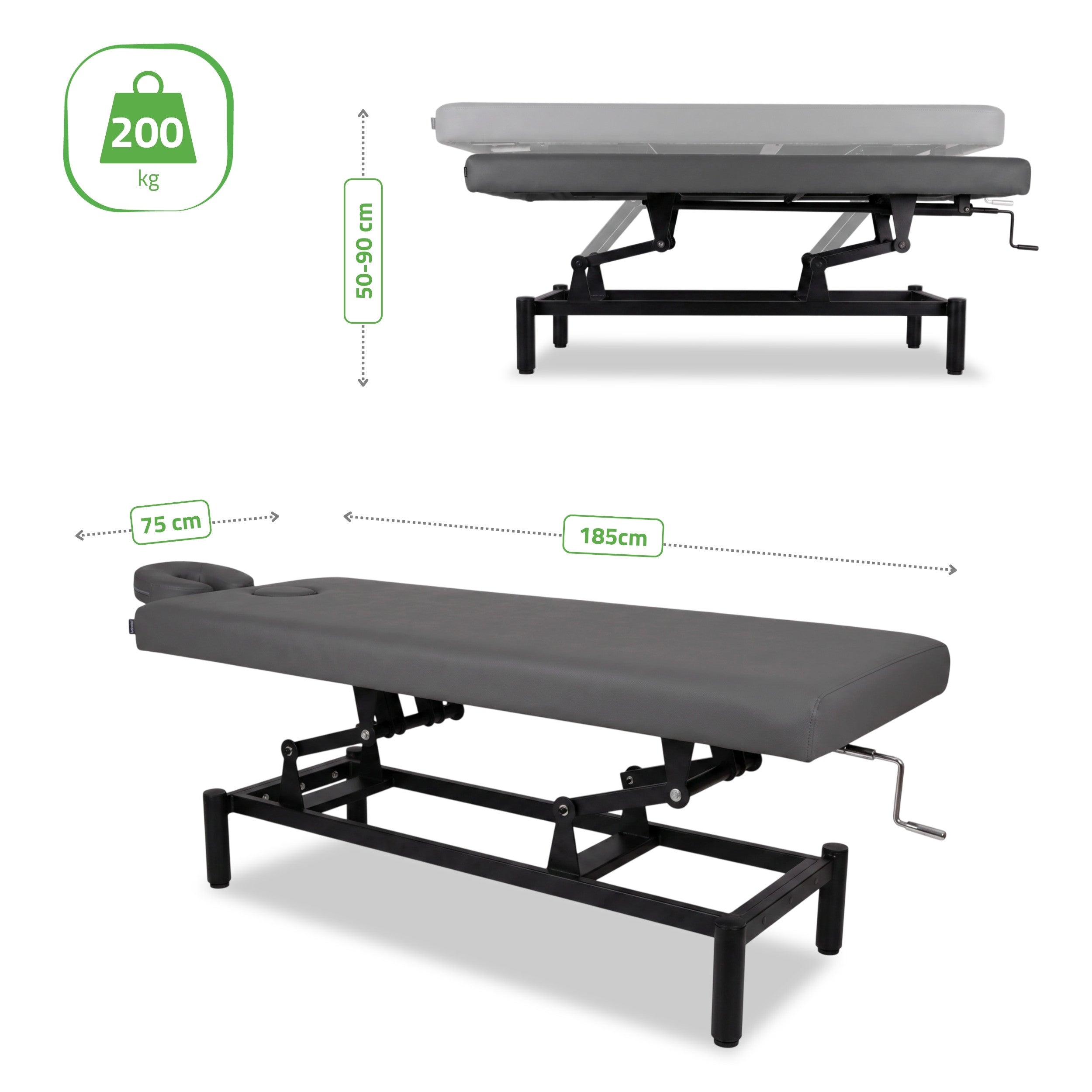 VIGO 1 Stationary  massage table with manual height adjustment - dark gray