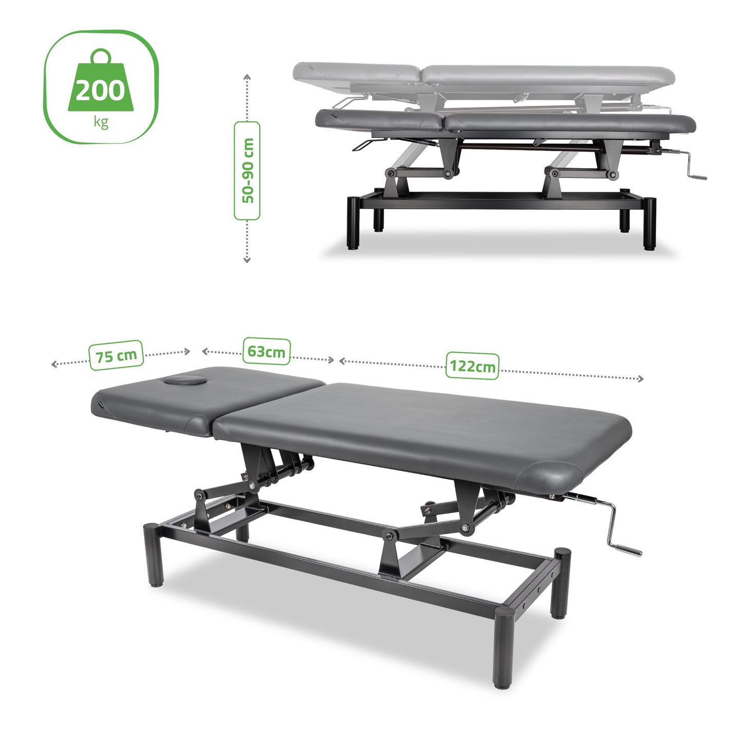 VIGO 2 Stationary massage table with adjustable backrest - dark gray