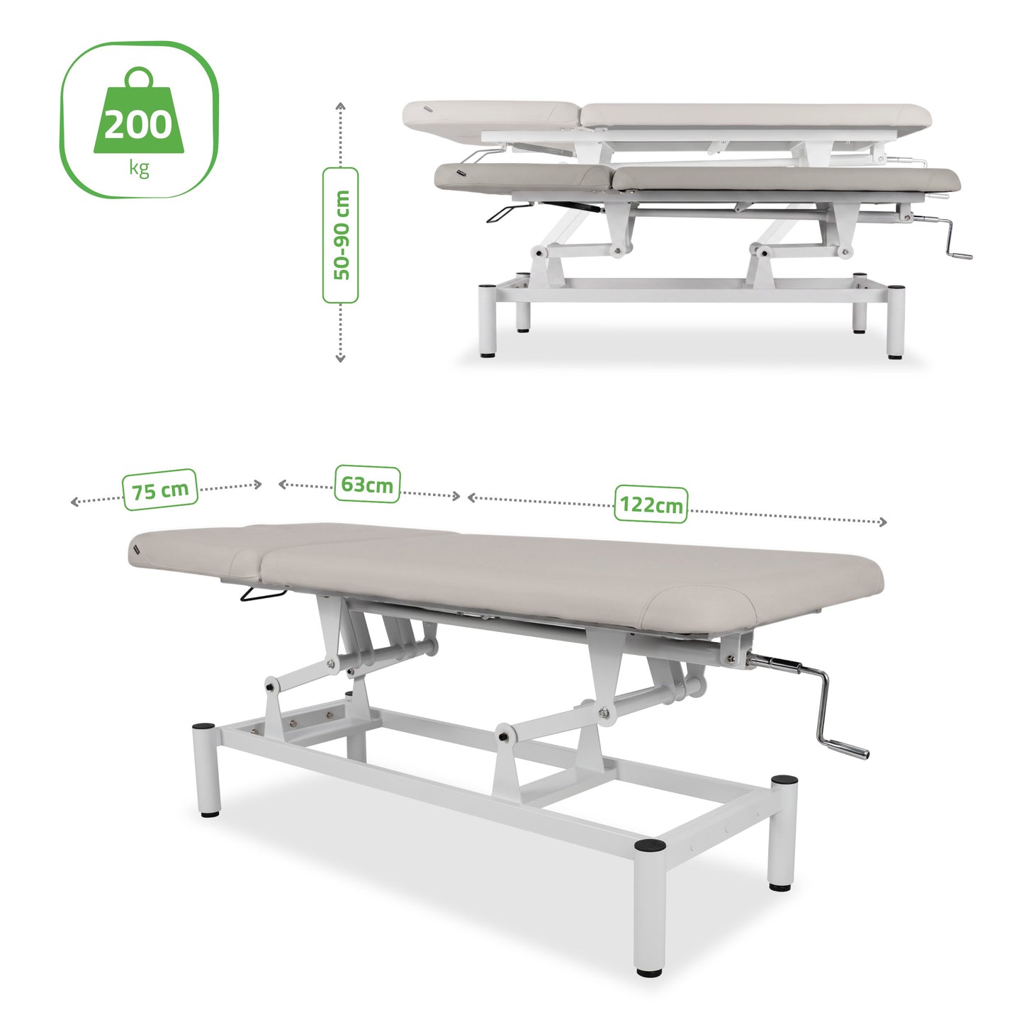 VIGO 2 Stationary massage table with adjustable backrest - light gray