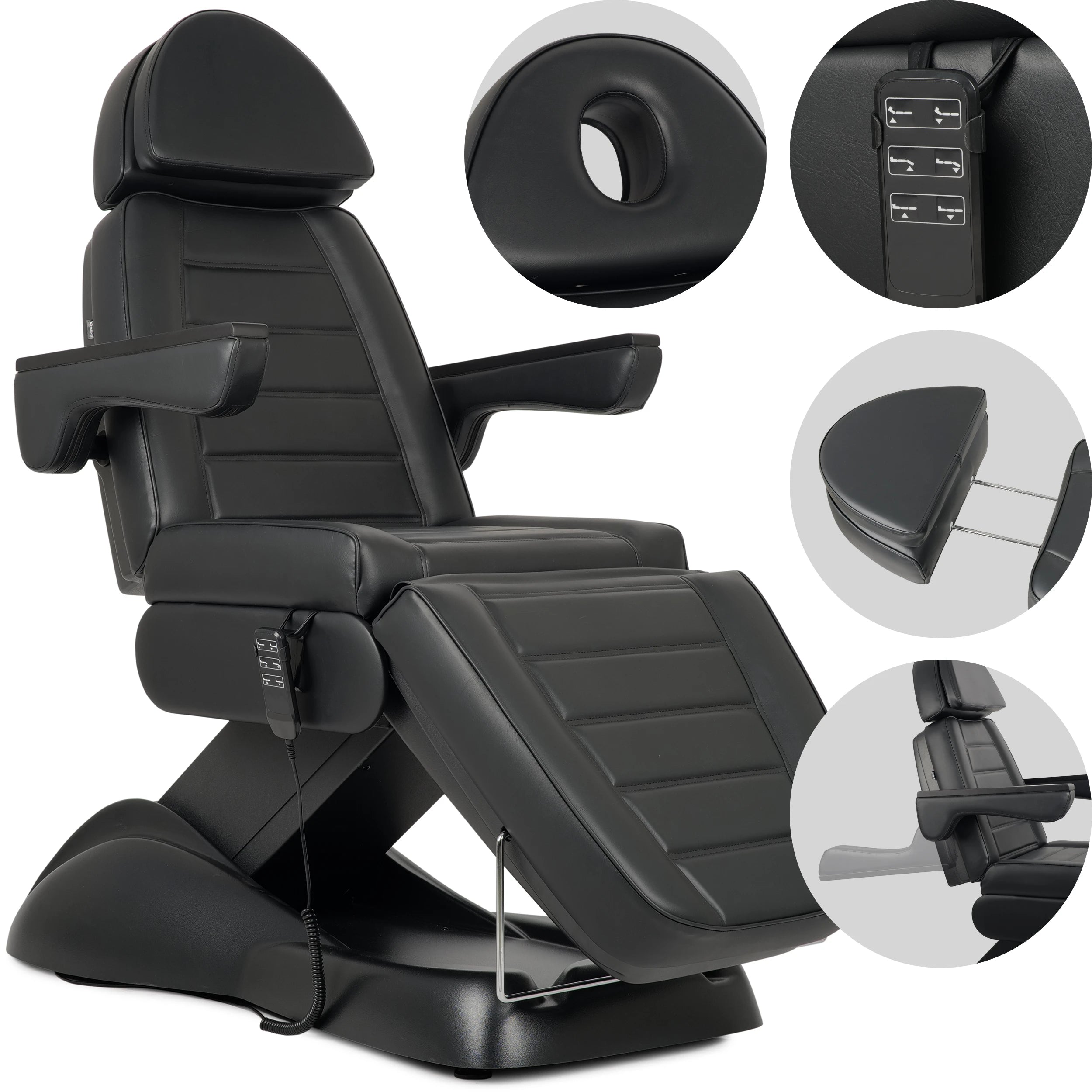 Elektriskā kosmetoloģijas krēsls - kušete Leo PRO 4 Comfy Base k515, melna