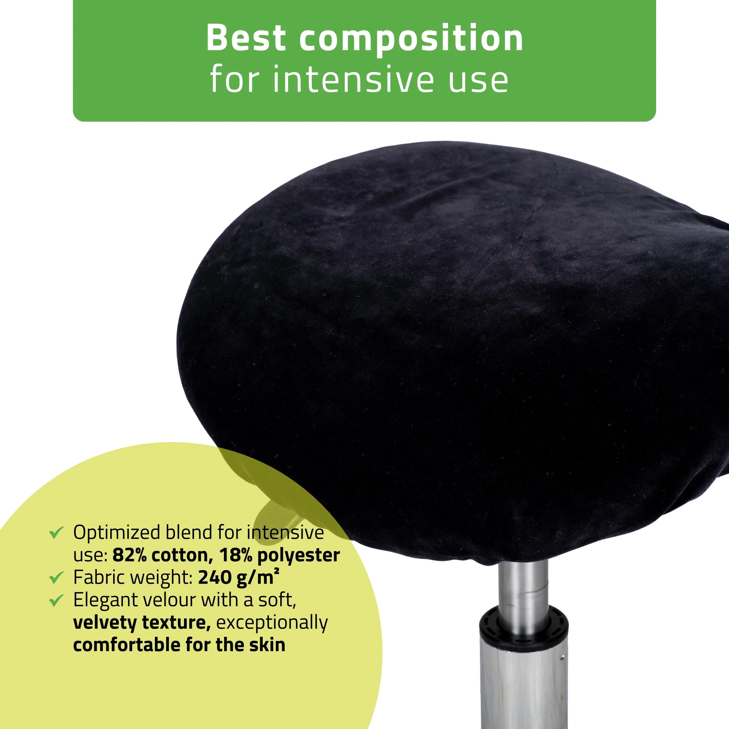 Velūra pārvalks taburetei ar gumiju, diametrs 60 cm, melns
