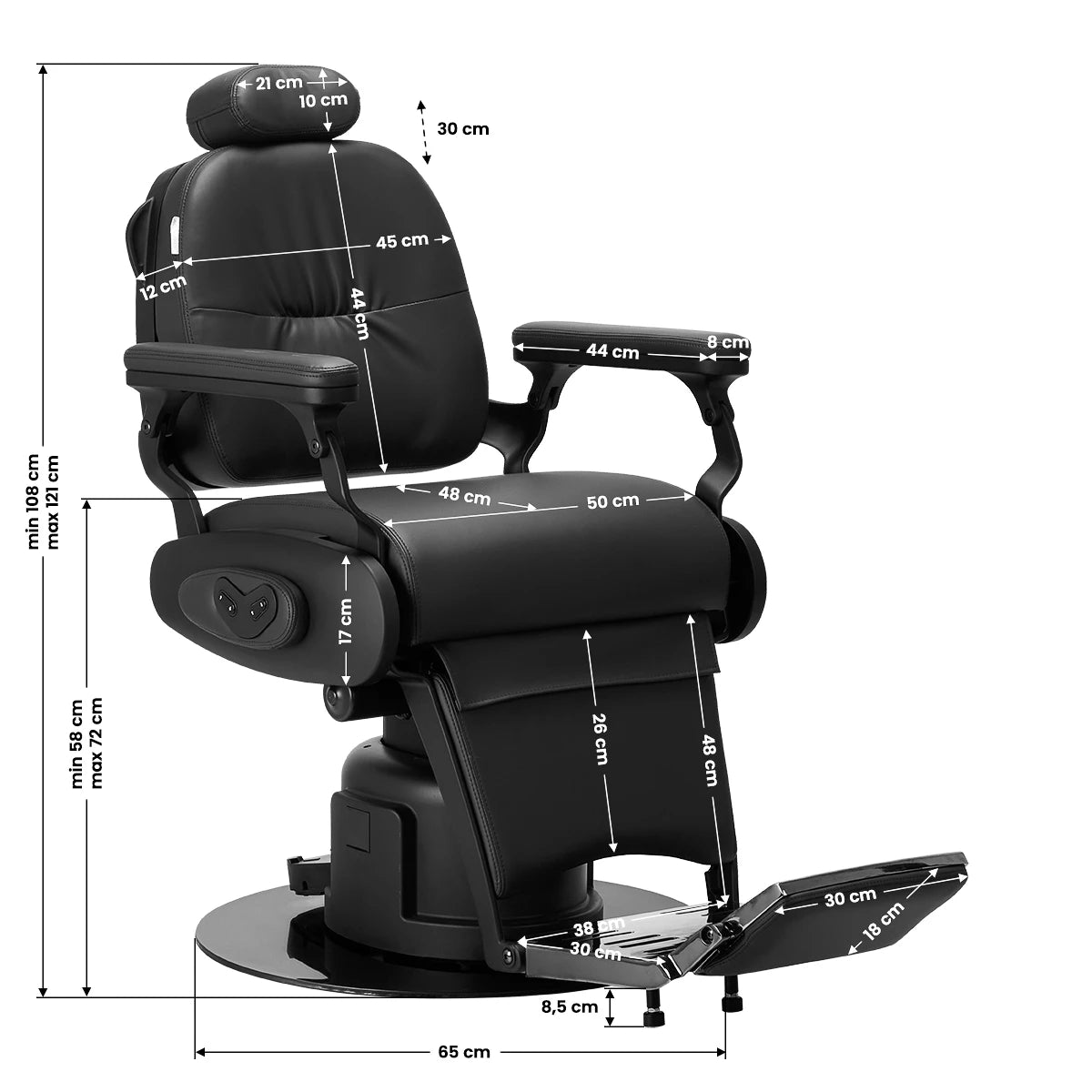 Barber Chair Electric Gabbiano Duke, black