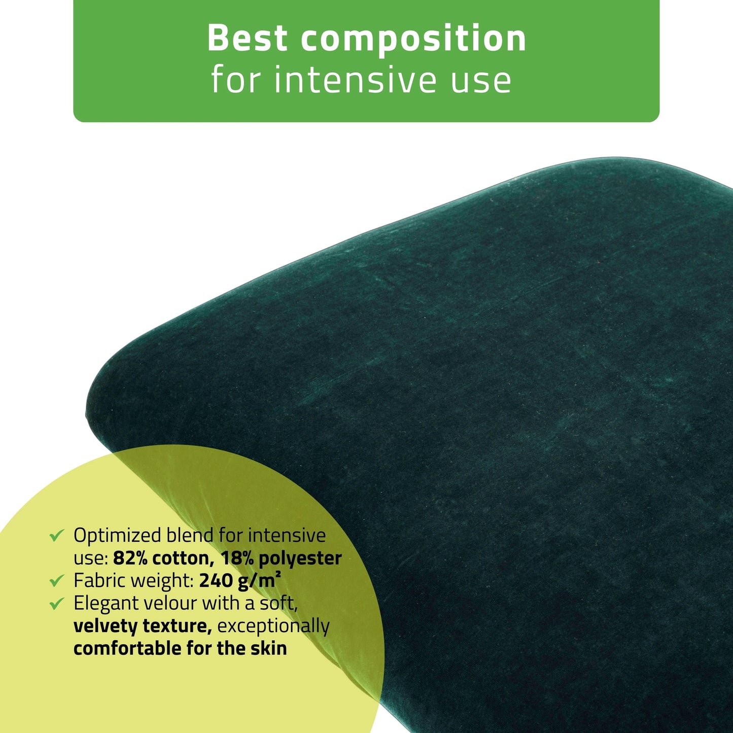 Velour sheet with elastic and ties for chaise cosmétique, 70 × 190 cm bottle vert